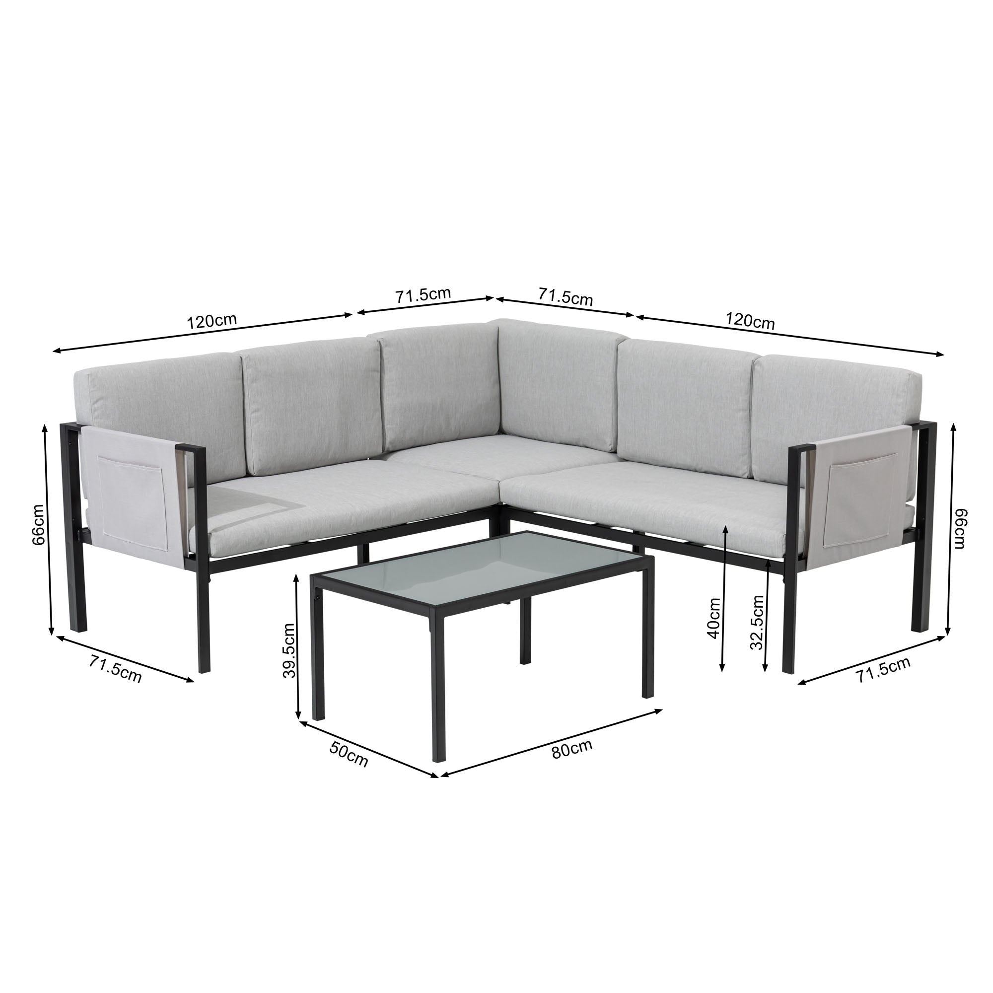 Trend-Ware! Eck Lounge Set Kos inkl. Seitentaschen für extra Stauraum
