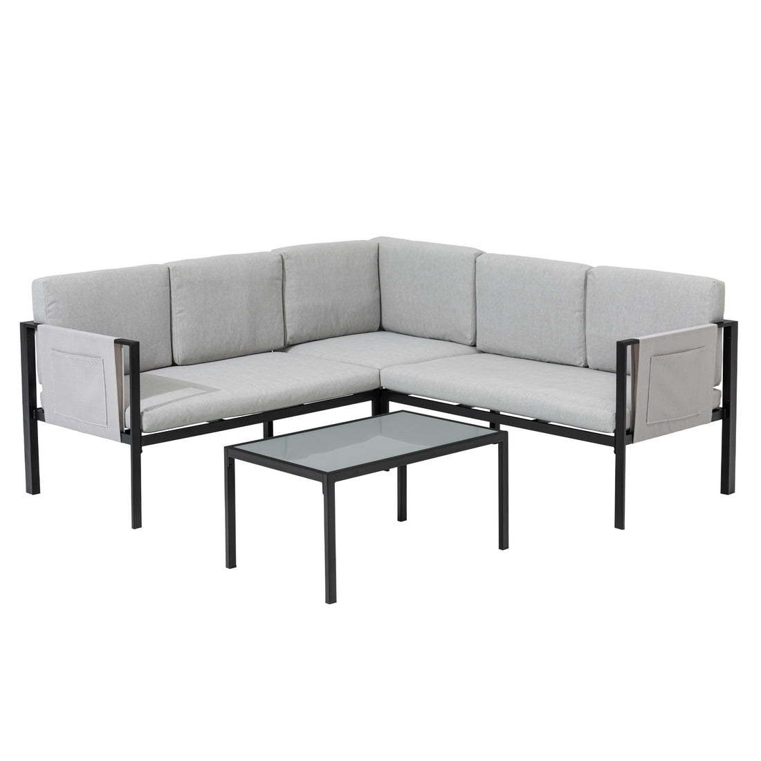 Gartenmöbel Set Kos, eine Ecklounge inkl. Seitentaschen für extra Stauraum