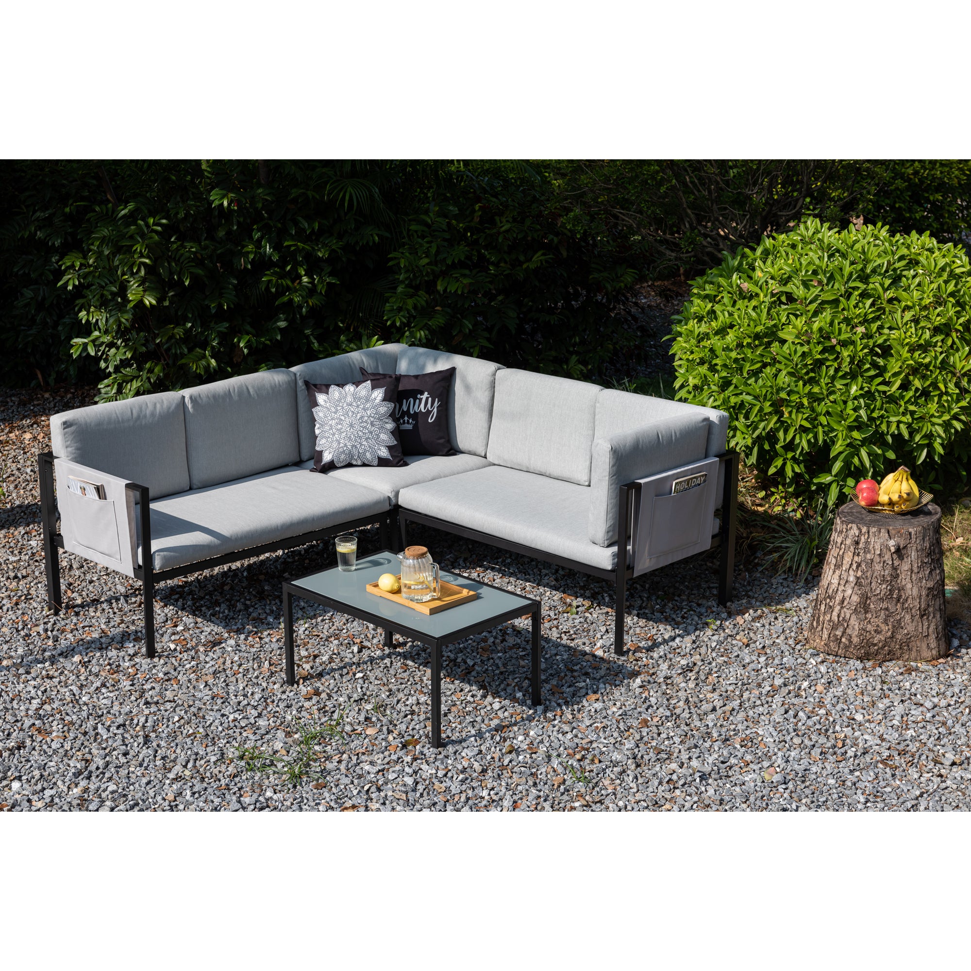 Gartenmöbel Set Kos, 4-teilige Ecklounge mit cleveren Staufächern, Funktional, modern & unschlagbar günstig!