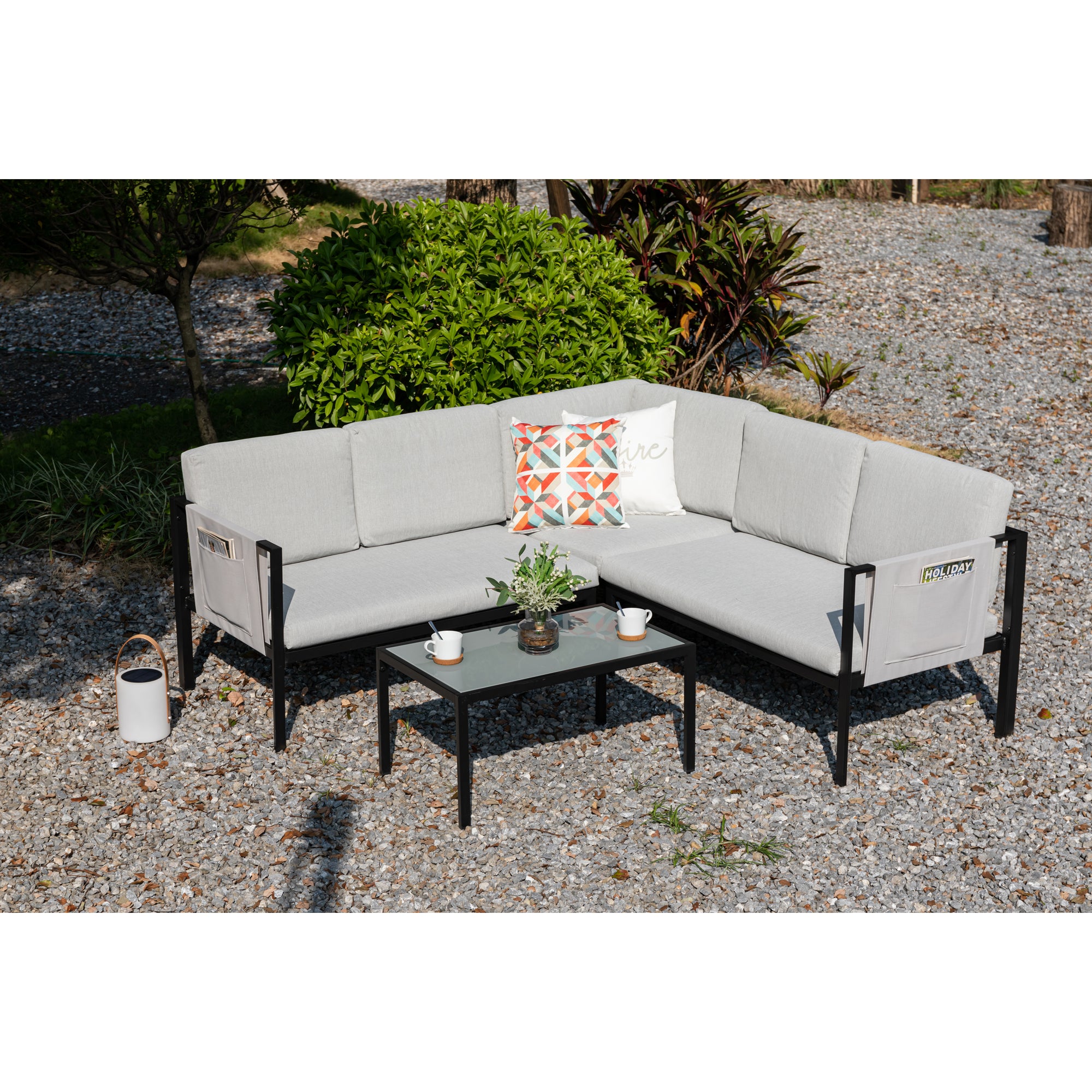 Gartenmöbel Set Kos, 4-teilige Ecklounge mit cleveren Staufächern, Funktional, modern & unschlagbar günstig!