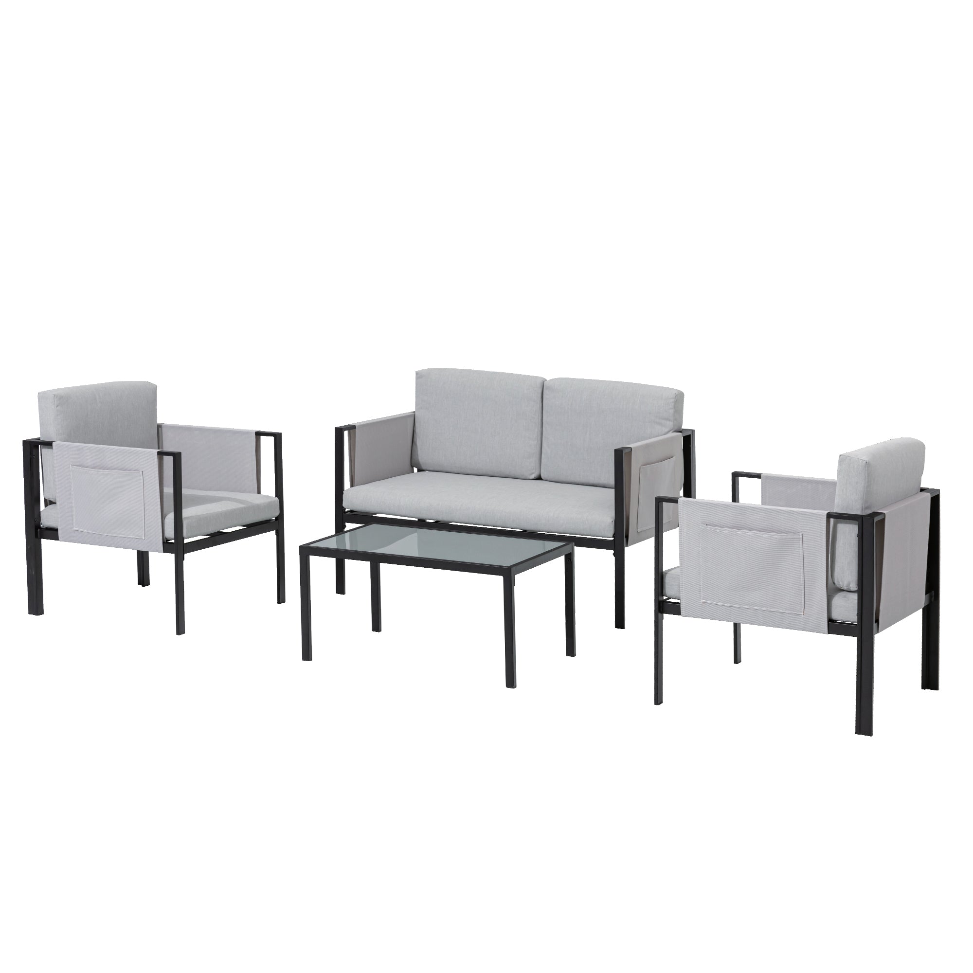 Gartenmöbel Set Samos, eine trendige Lounge inkl. Seitentaschen für extra Stauraum