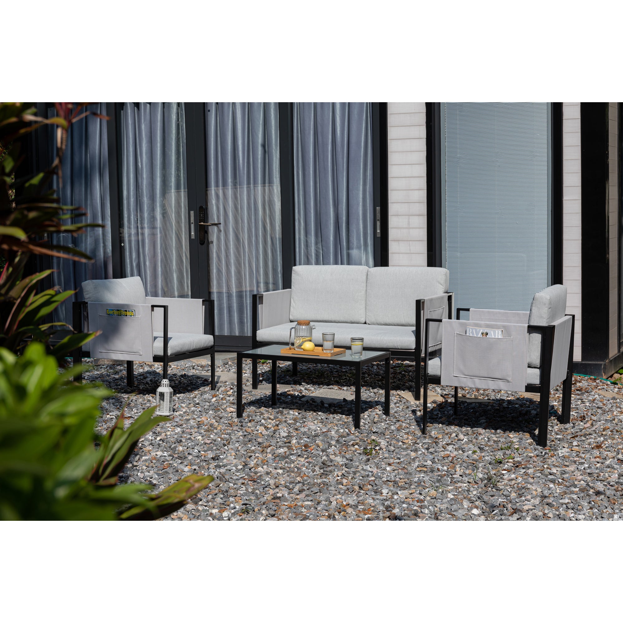 Gartenmöbel Set Samos, eine trendige Lounge inkl. Seitentaschen für extra Stauraum