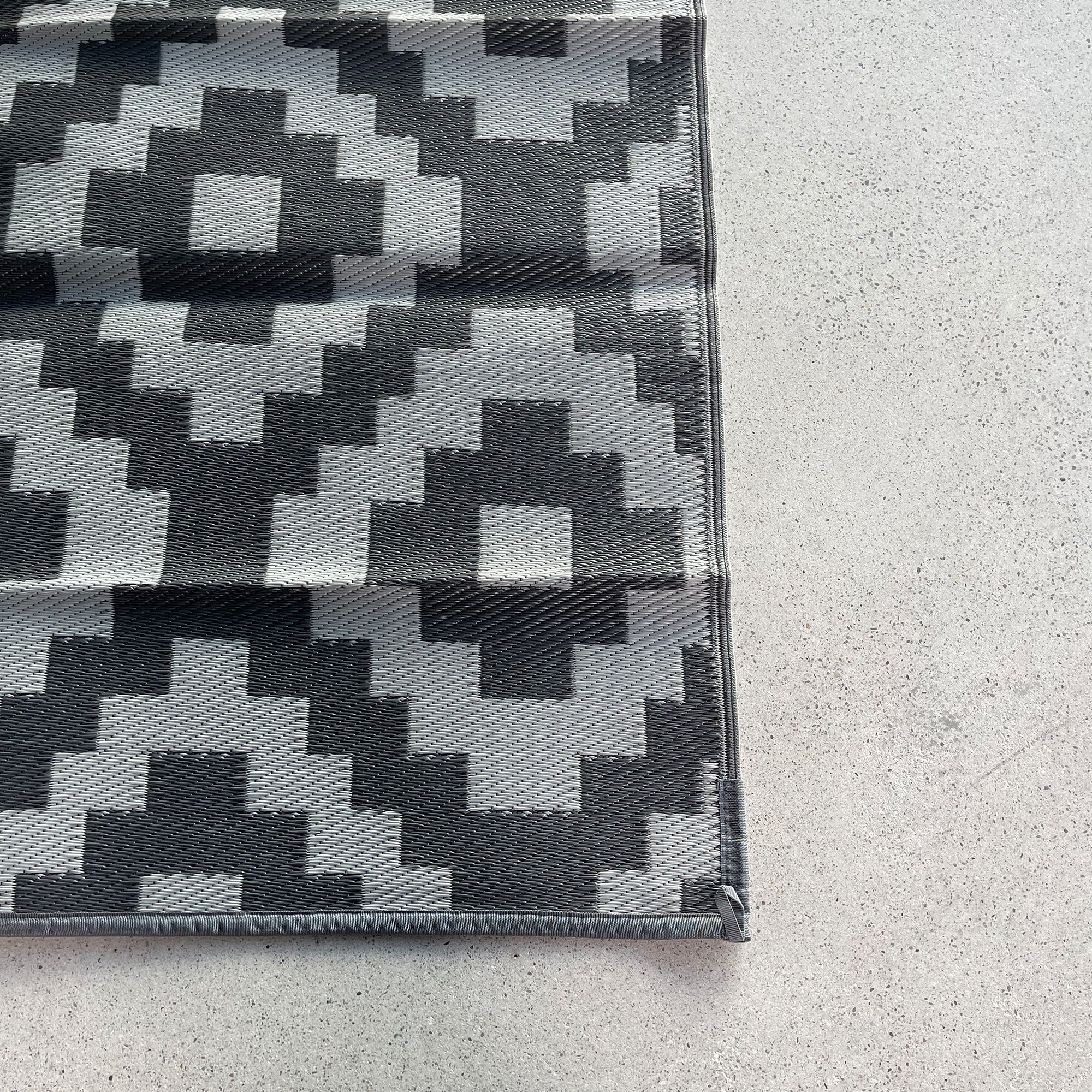 Outdoor Teppich wetterfest 250 x 350cm grau / weiß