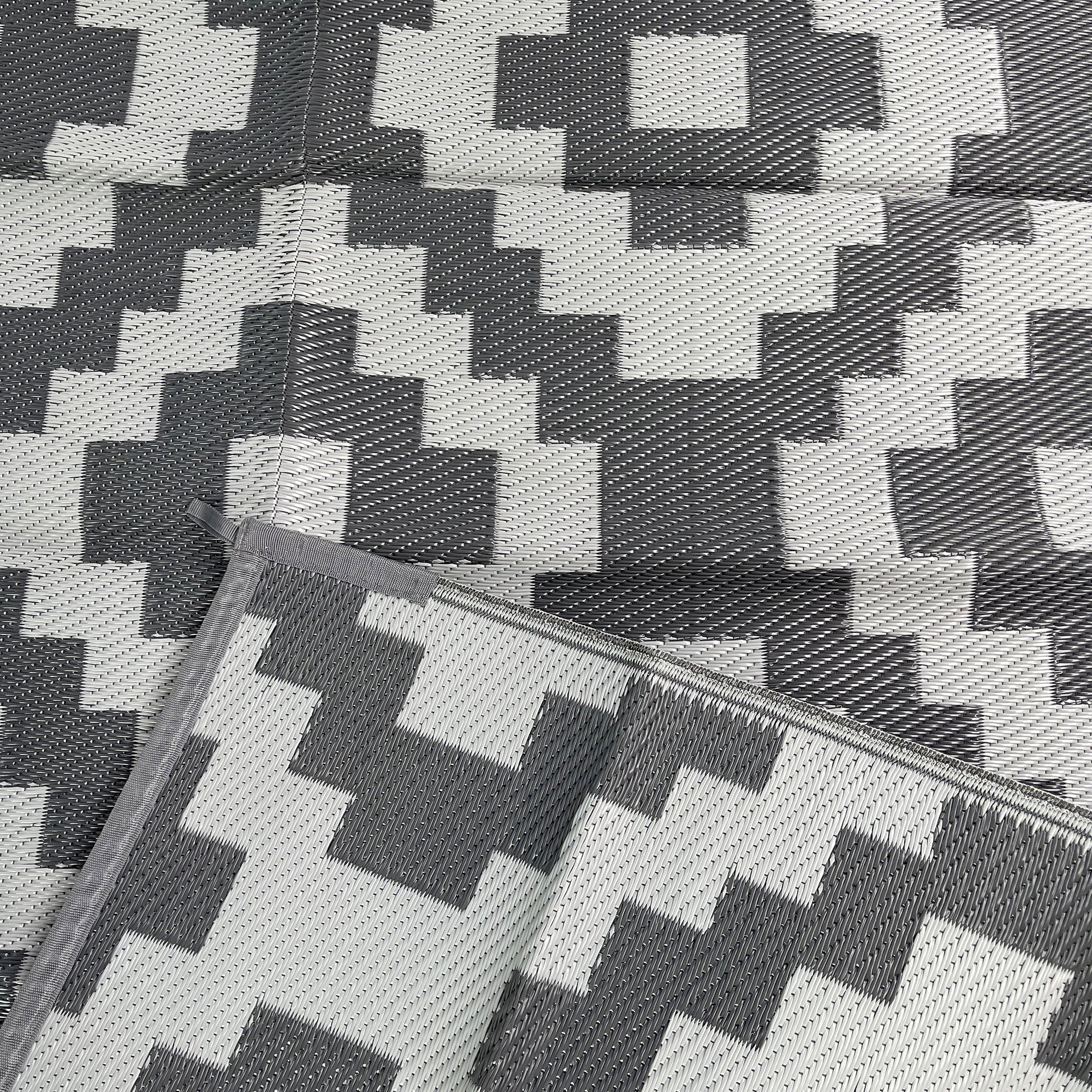 Outdoor Teppich wetterfest 250 x 350cm grau / weiß