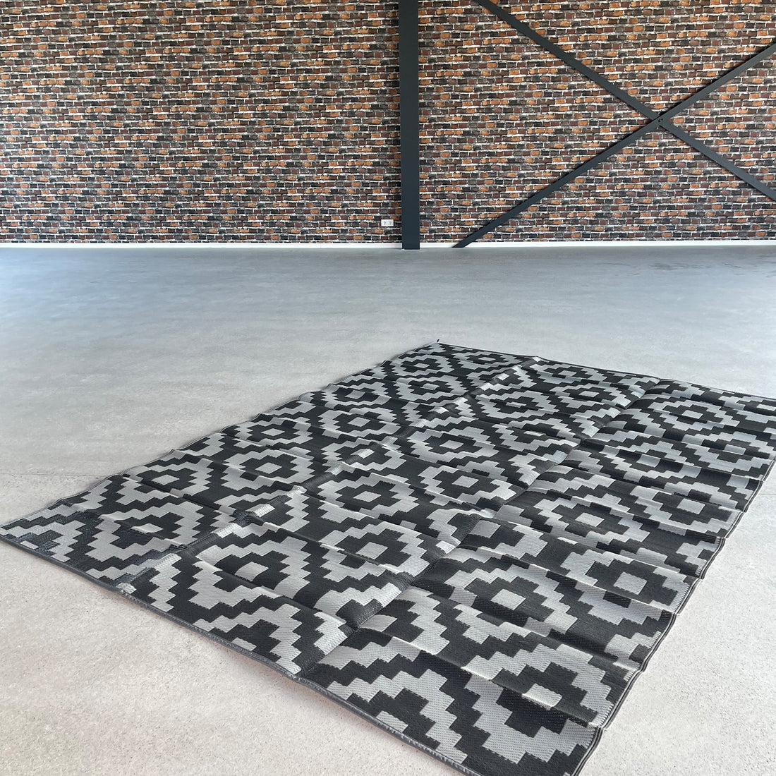 Outdoor Teppich wetterfest 250 x 350cm grau / weiß