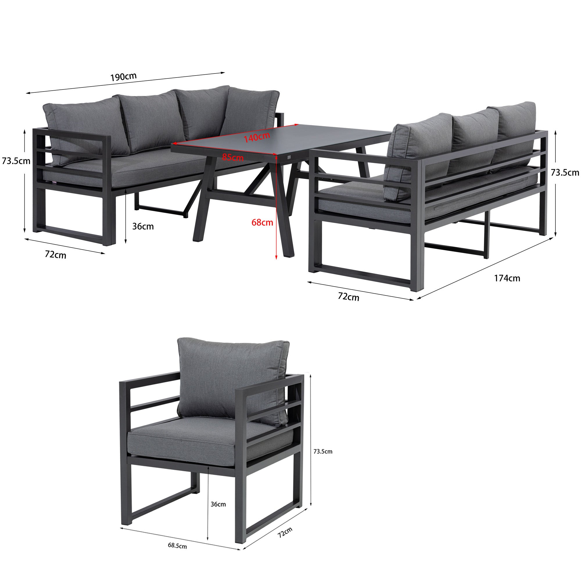 LUXUS PUR! Dining Eck Lounge Java XL / variabel stellbar - Sunbrella® 100% Wetterfest inkl. Sessel