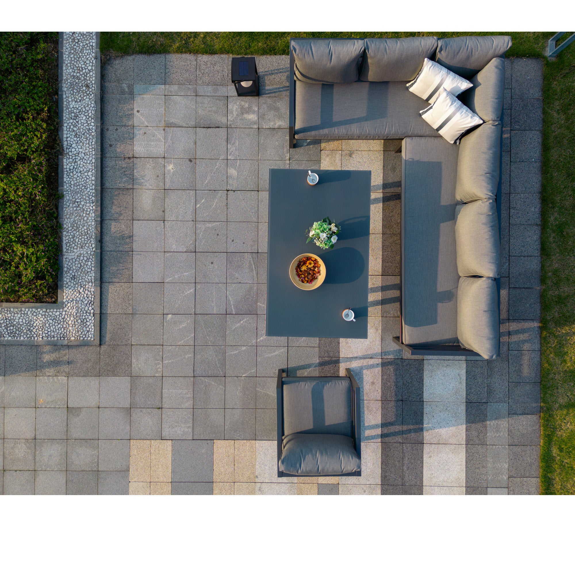 LUXUS PUR! Dining Eck Lounge Java XL / variabel stellbar - Sunbrella® 100% Wetterfest inkl. Sessel