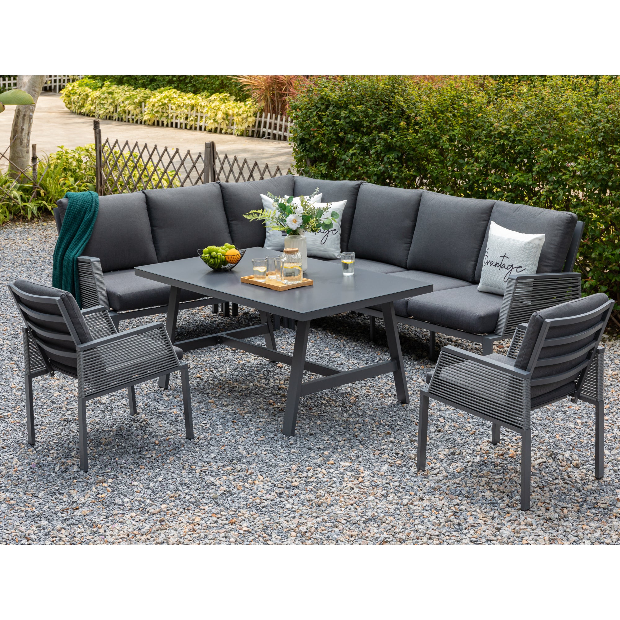 Dining Eck Lounge Elba XXL inkl. 2x Dining Sessel / Extra hohe Rücken / Wetterfest