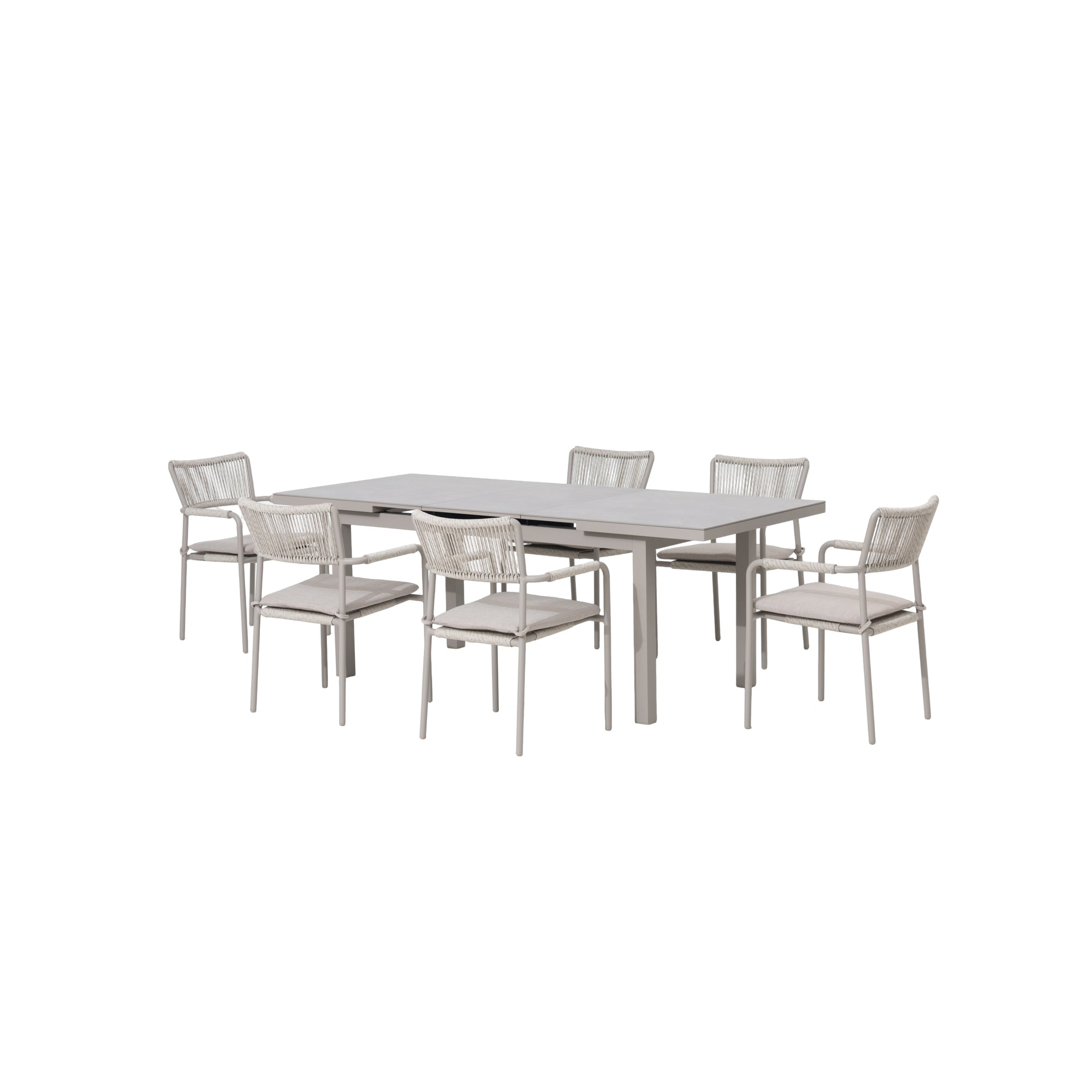 ☀️Summer Deal !☀️ 13 tlg. Premium Essgruppe Madri / 6x Stapelsessel & Sintered Stone Ausziehtisch