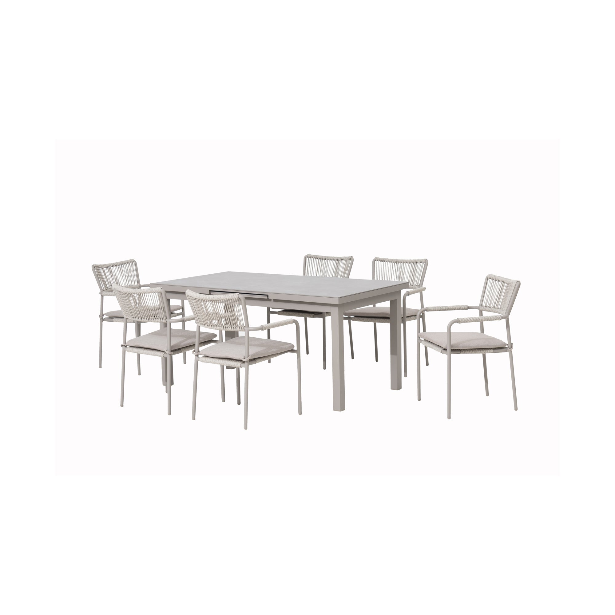 ☀️Summer Deal !☀️ 13 tlg. Premium Essgruppe Madri / 6x Stapelsessel & Sintered Stone Ausziehtisch