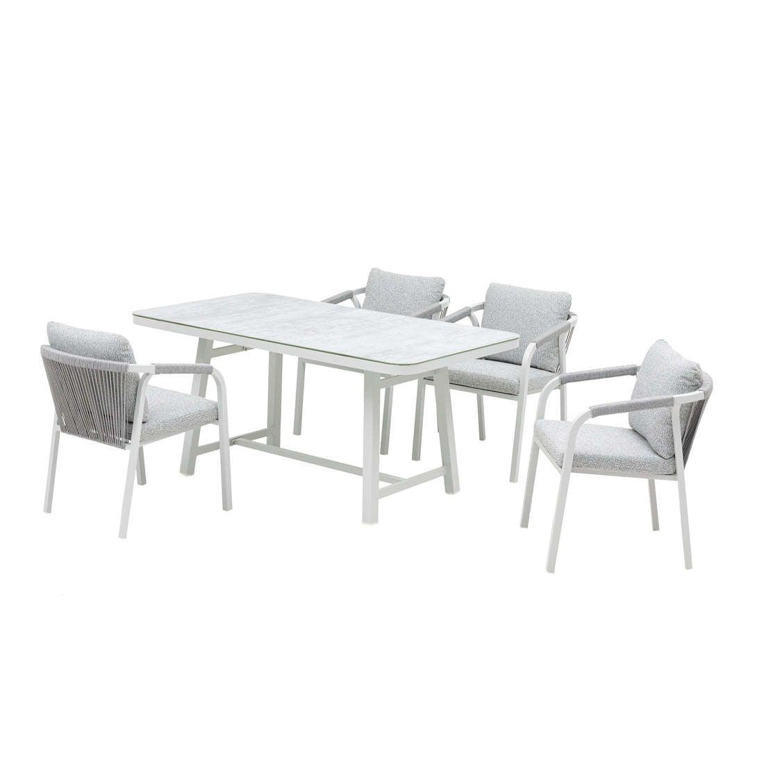LUXUS PUR! Design meets Garden! 5 tlg. Aluminium Dining Set Harvey Off White