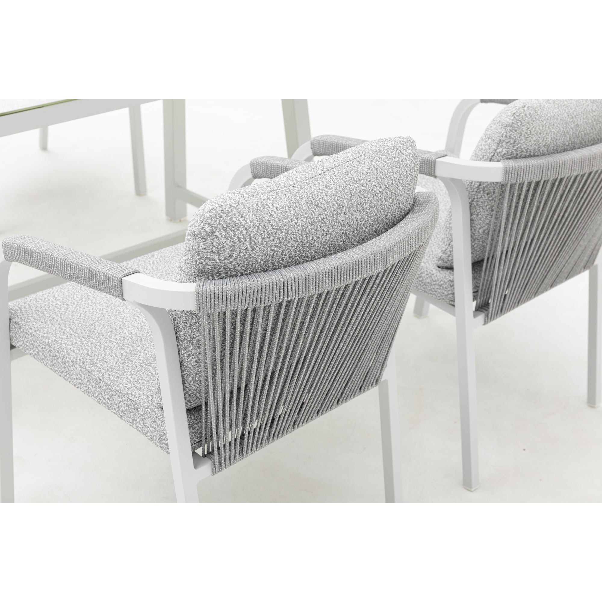 LUXUS PUR! Design meets Garden! 5 tlg. Aluminium Dining Set Harvey Off White