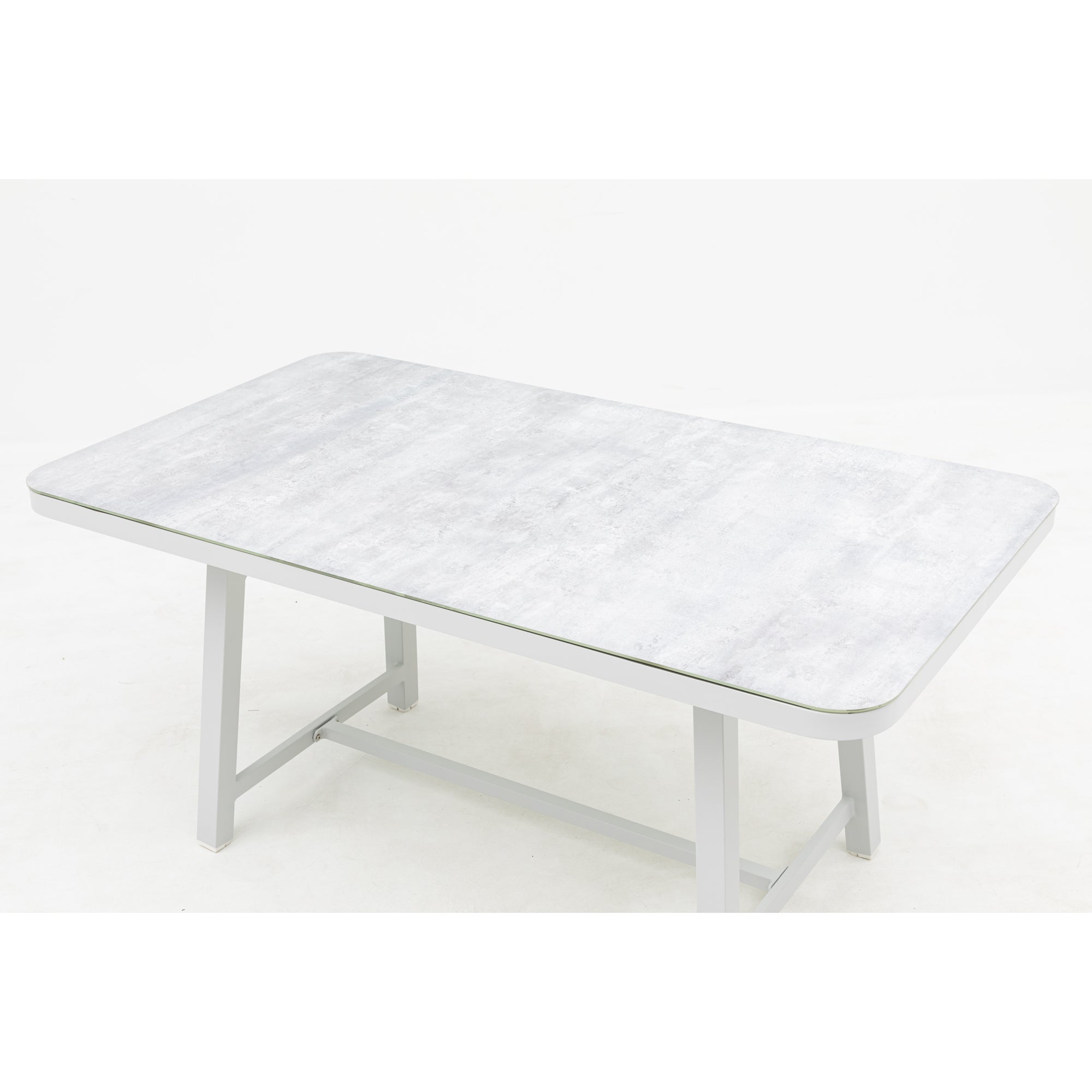 LUXUS PUR! Design meets Garden! 5 tlg. Aluminium Dining Set Harvey Off White