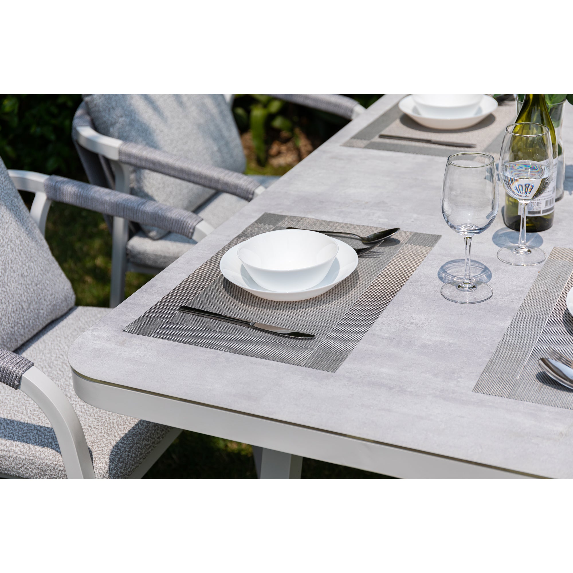 LUXUS PUR! Design meets Garden! 5 tlg. Aluminium Dining Set Harvey Off White
