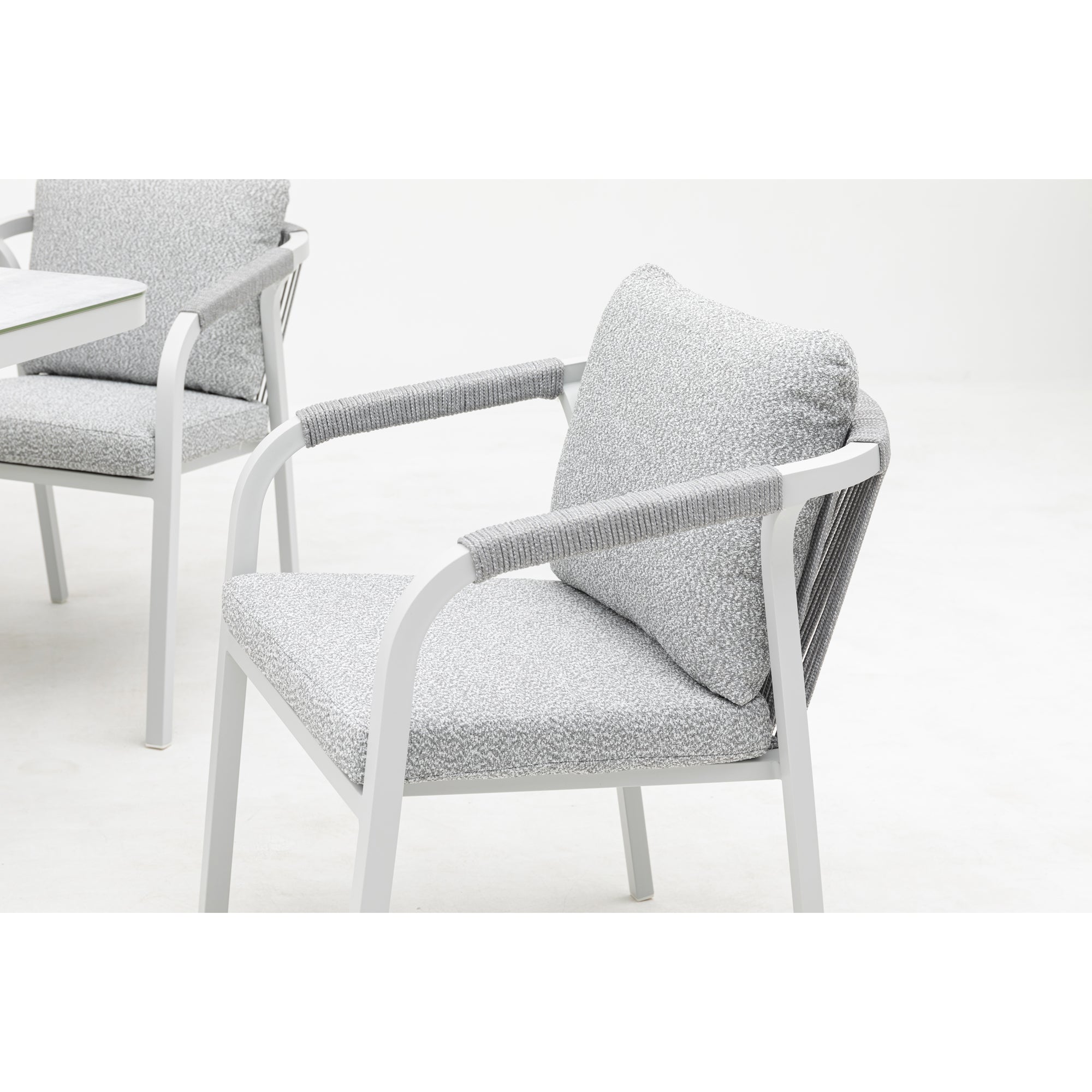 LUXUS PUR! Design meets Garden! 5 tlg. Aluminium Dining Set Harvey Off White