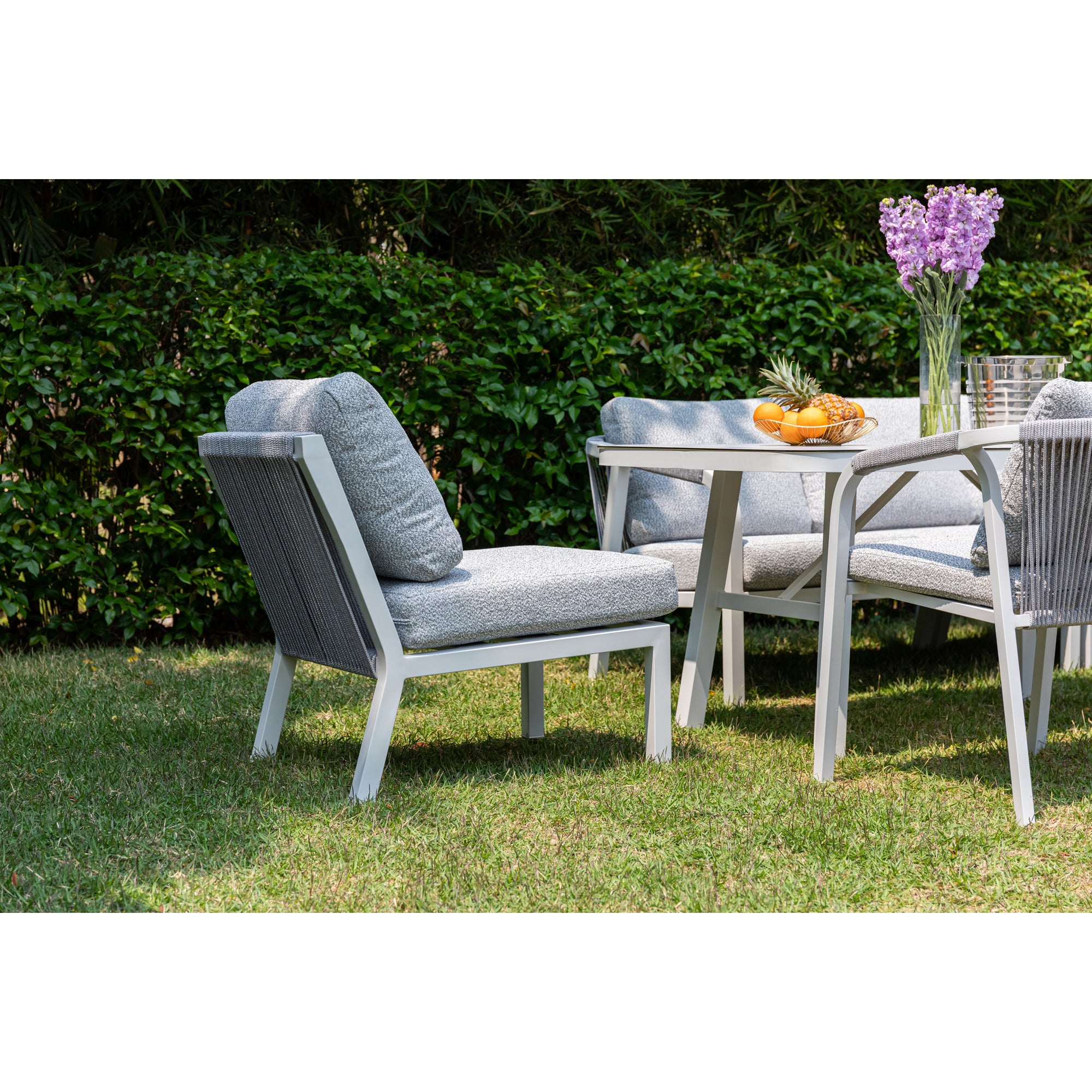 LUXUS PUR! Aluminium Dining Lounge Set Harvey inkl. 2 Sessel Off White