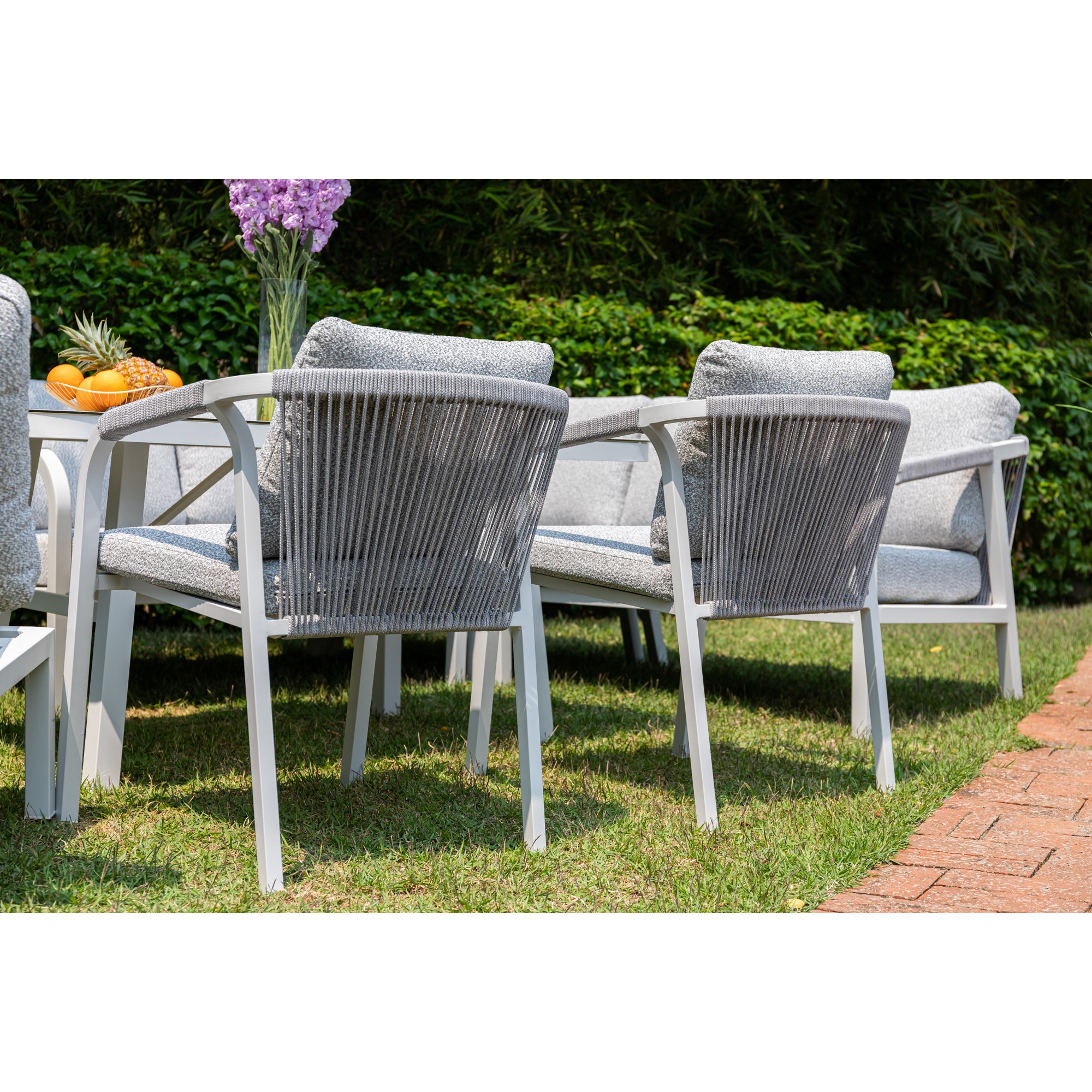 High Quality Living zum Angebotspreis ☀️ Aluminium Dining Lounge Set Harvey inkl. 2 Sessel Off White
