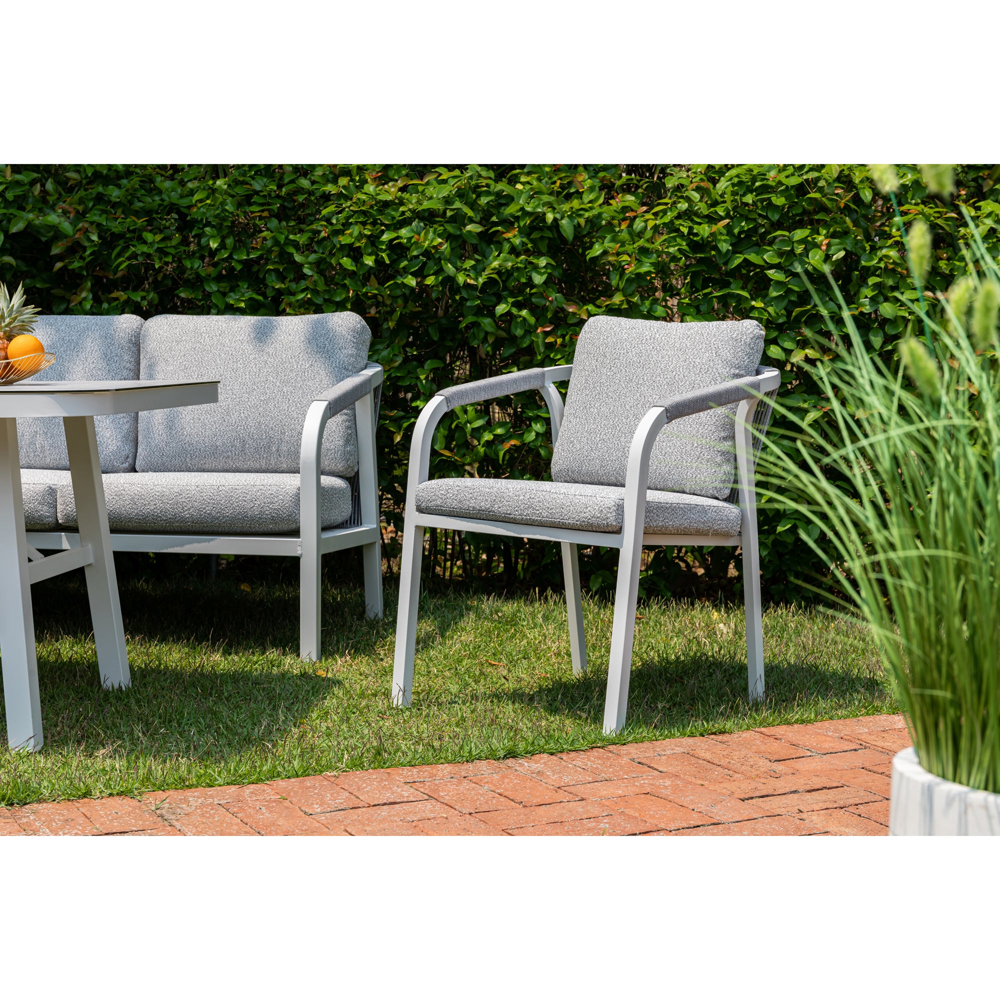 LUXUS PUR! Aluminium Dining Lounge Set Harvey inkl. 2 Sessel Off White