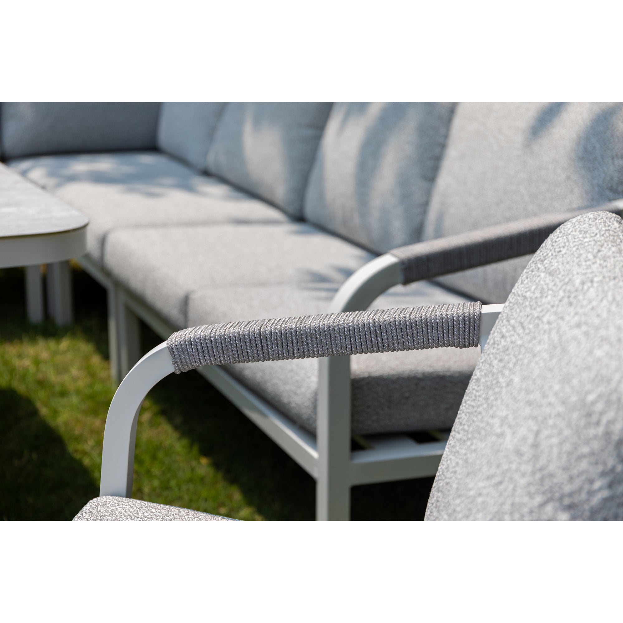 LUXUS PUR! Aluminium Dining Lounge Set Harvey inkl. 2 Sessel Off White