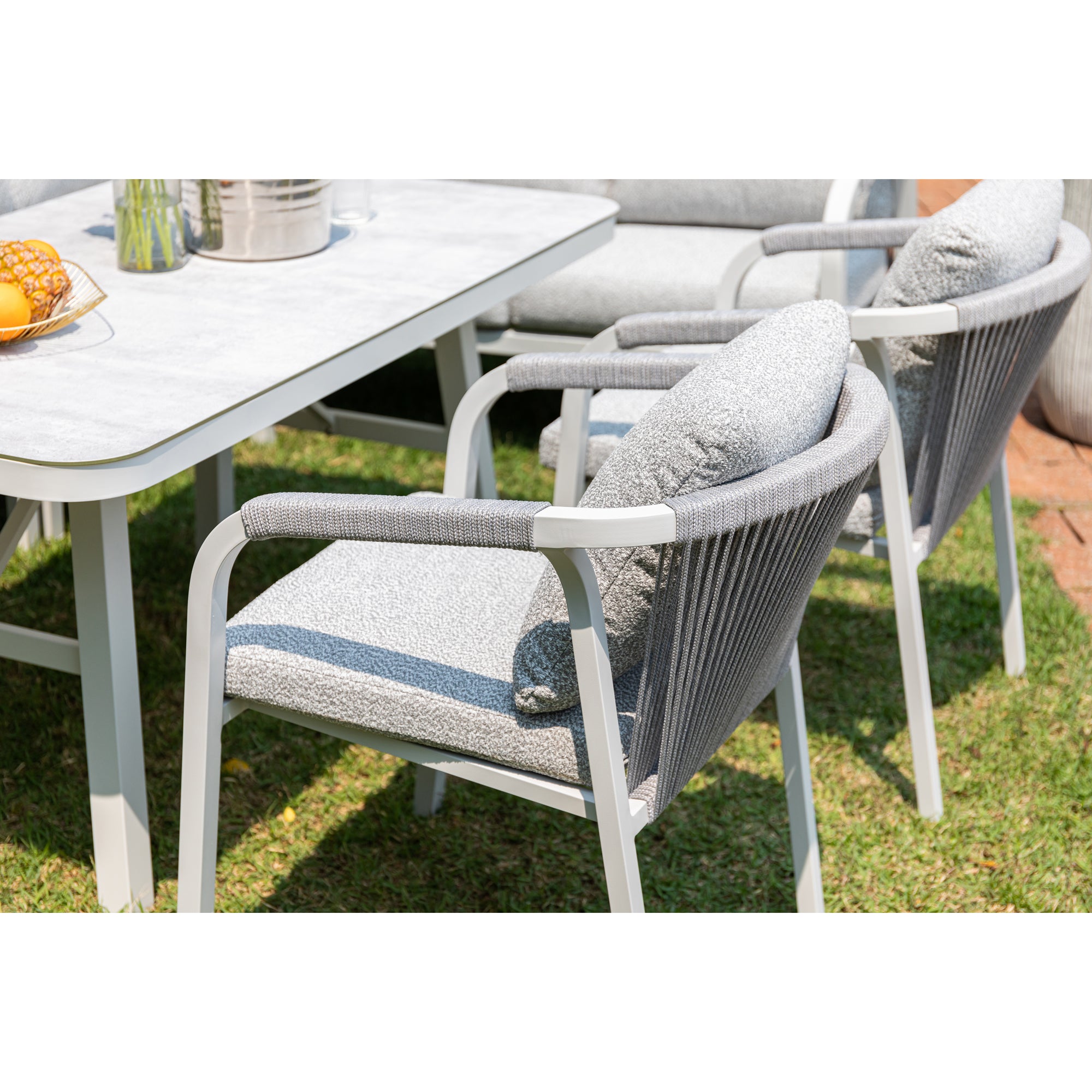 LUXUS PUR! Aluminium Dining Lounge Set Harvey inkl. 2 Sessel Off White