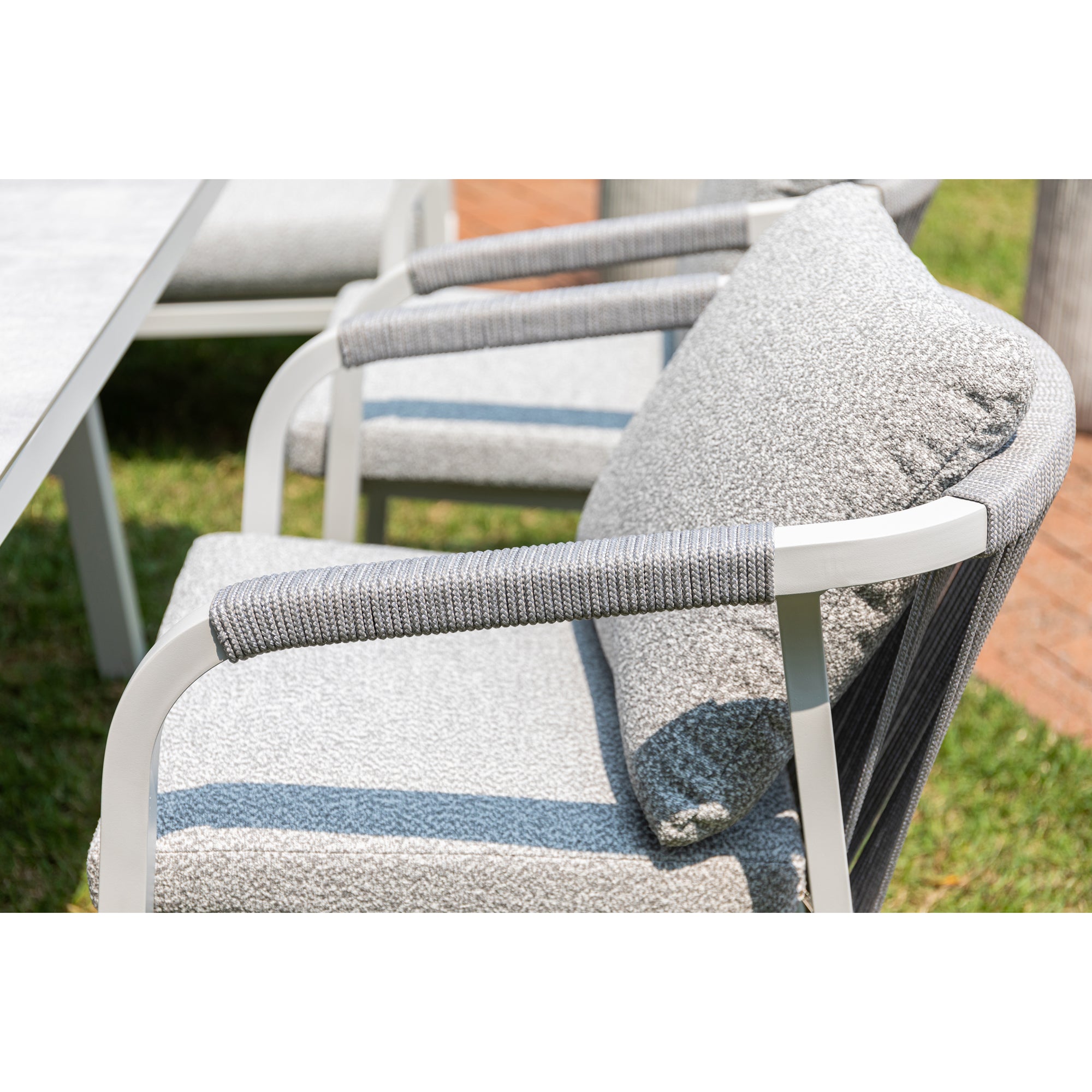 LUXUS PUR! Aluminium Dining Lounge Set Harvey inkl. 2 Sessel Off White