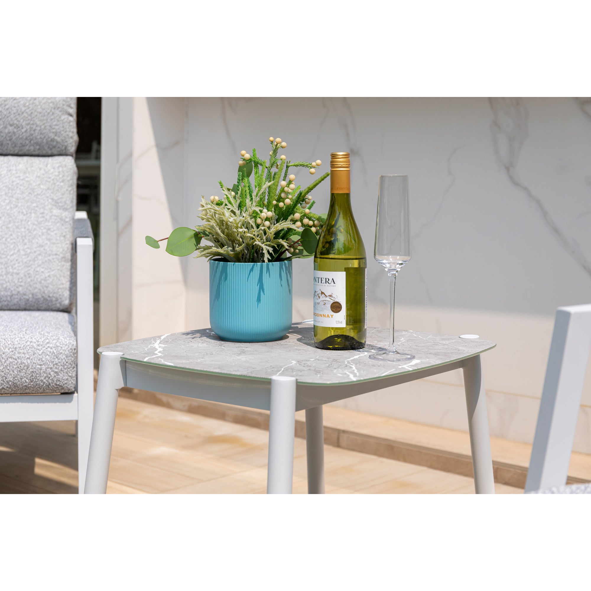 LUXUS PUR! 3 tlg. Aluminium Lounge Set Harvey - Charmantes Sitz-Duo Off White