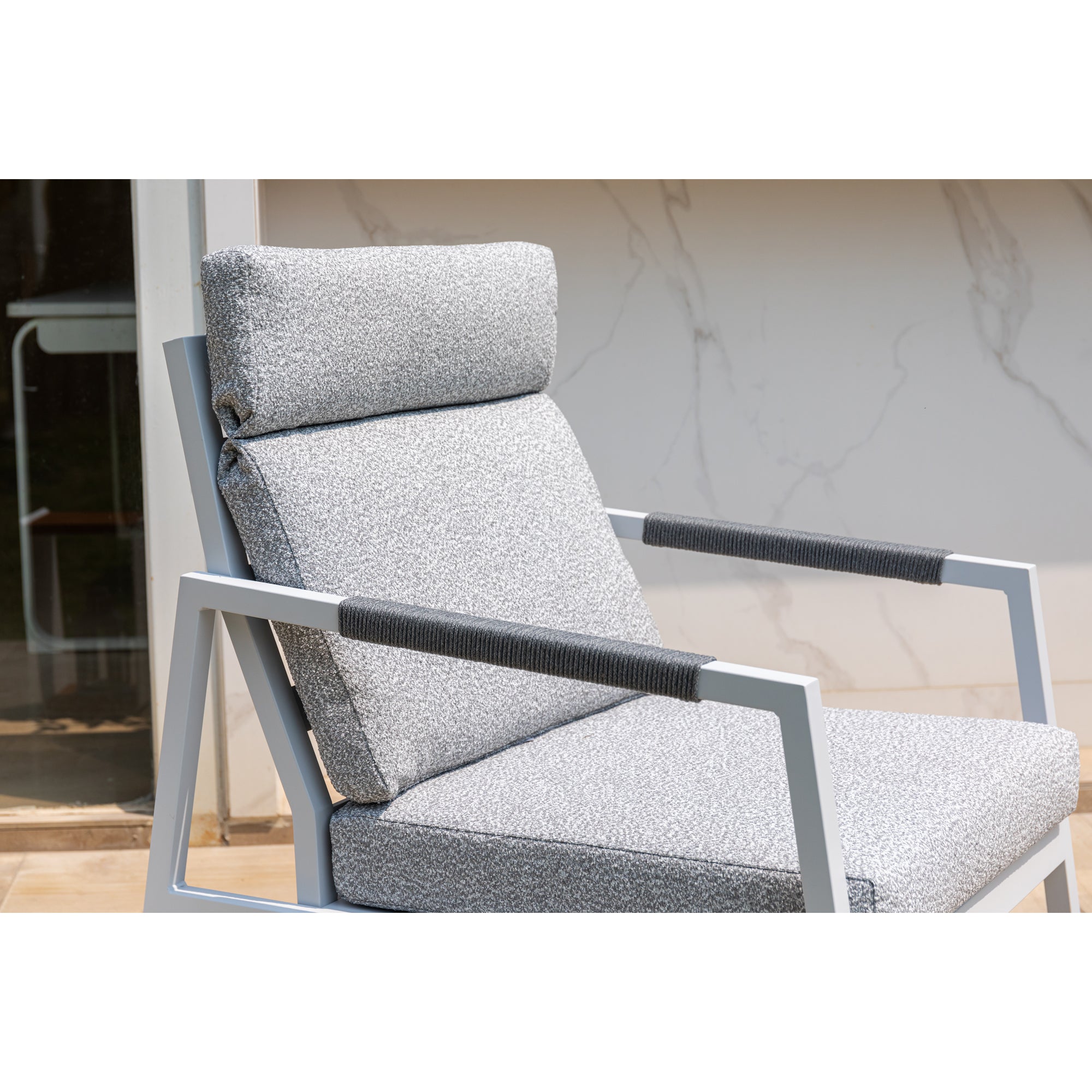 LUXUS PUR! 3 tlg. Aluminium Lounge Set Harvey - Charmantes Sitz-Duo Off White
