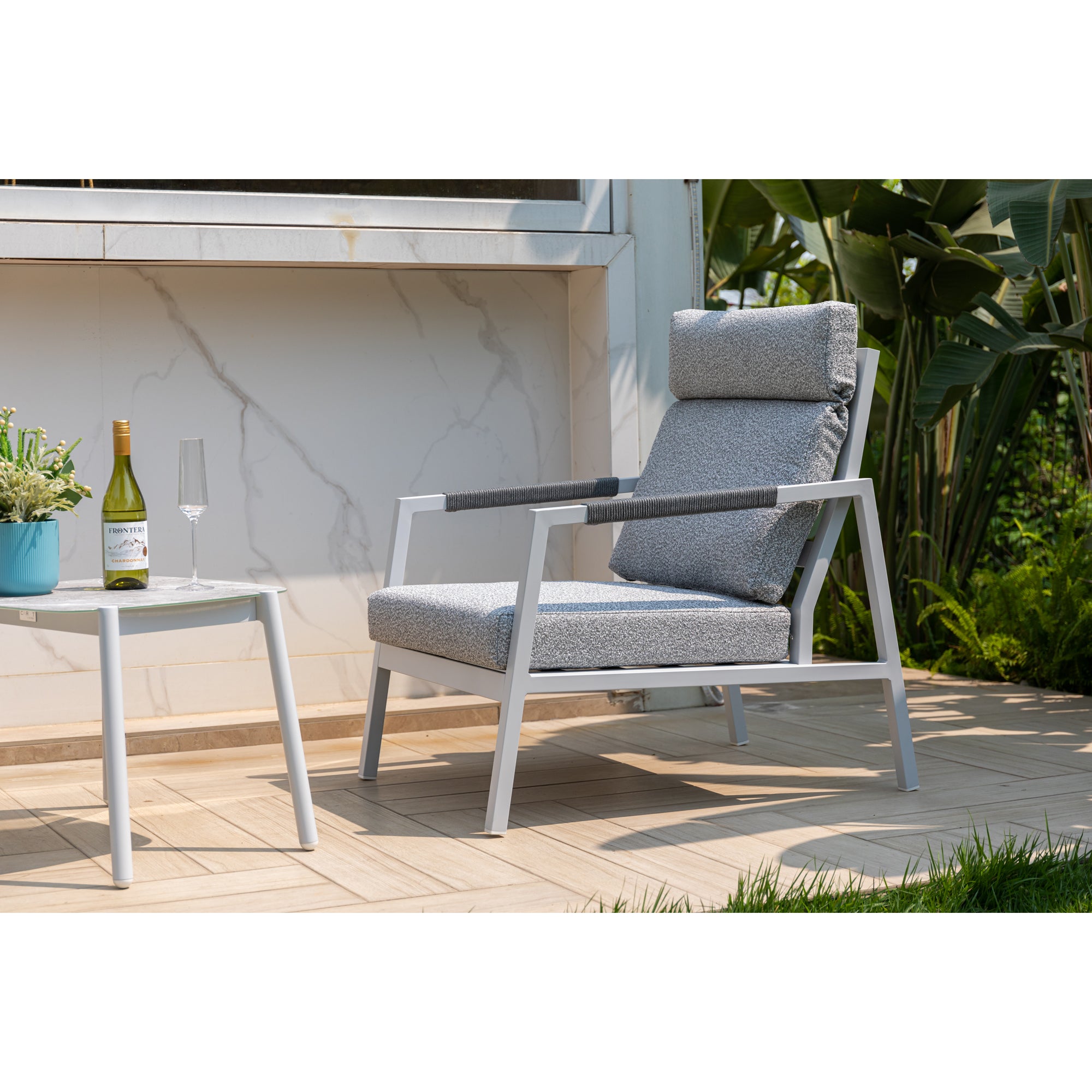 LUXUS PUR! 3 tlg. Aluminium Lounge Set Harvey - Charmantes Sitz-Duo Off White