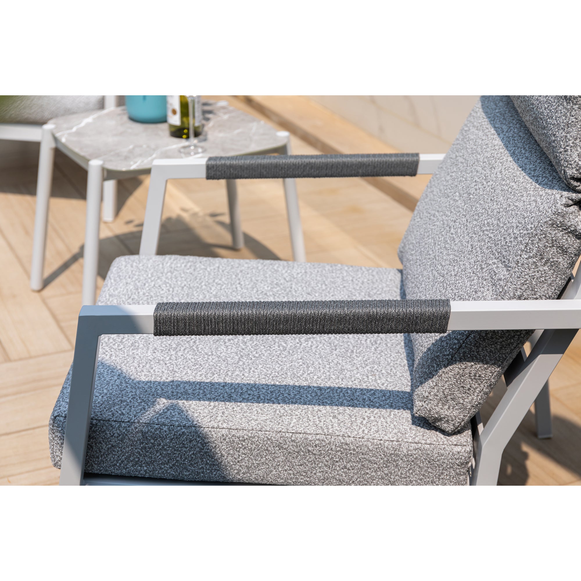 LUXUS PUR! 3 tlg. Aluminium Lounge Set Harvey - Charmantes Sitz-Duo Off White