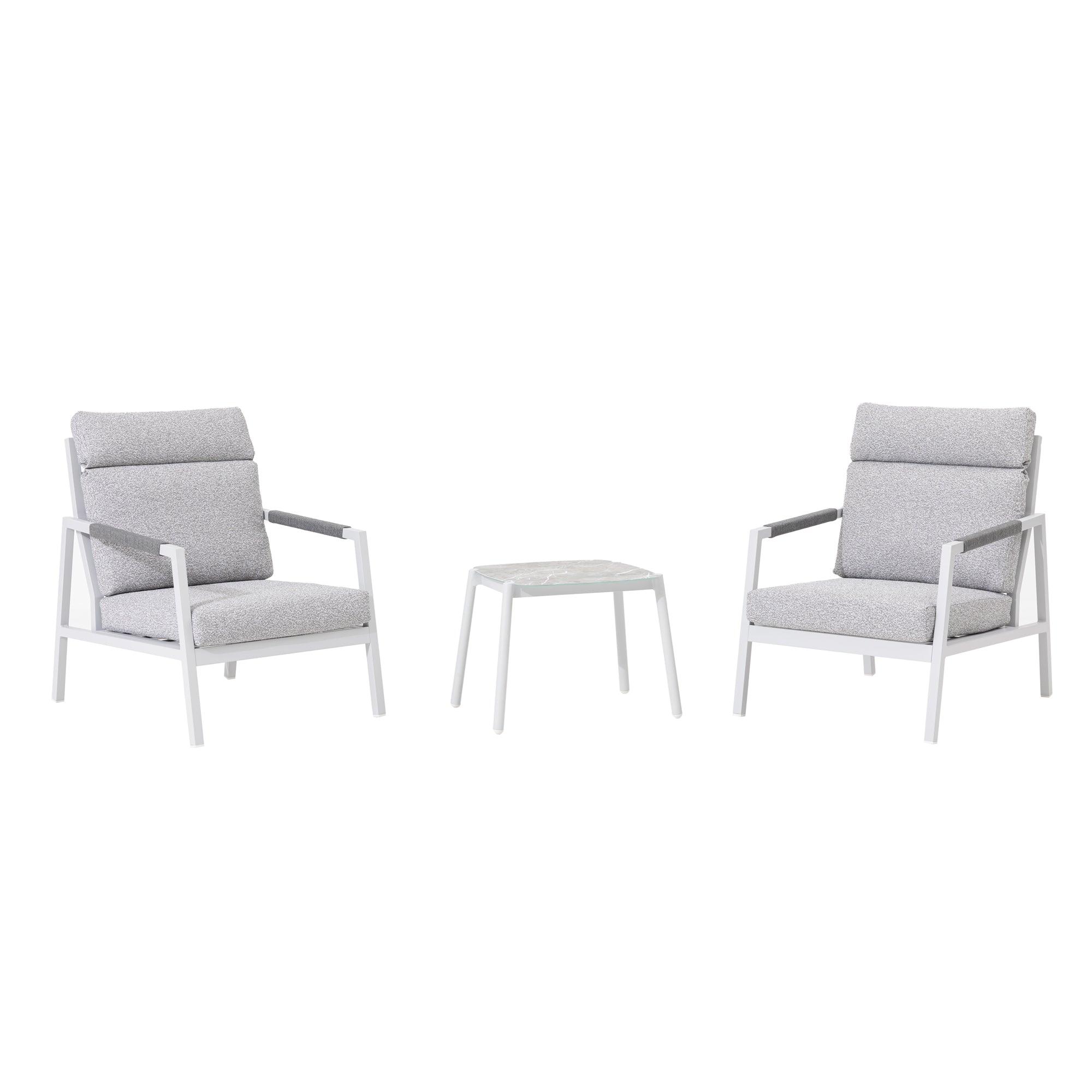LUXUS PUR! 3 tlg. Aluminium Lounge Set Harvey - Charmantes Sitz-Duo Off White
