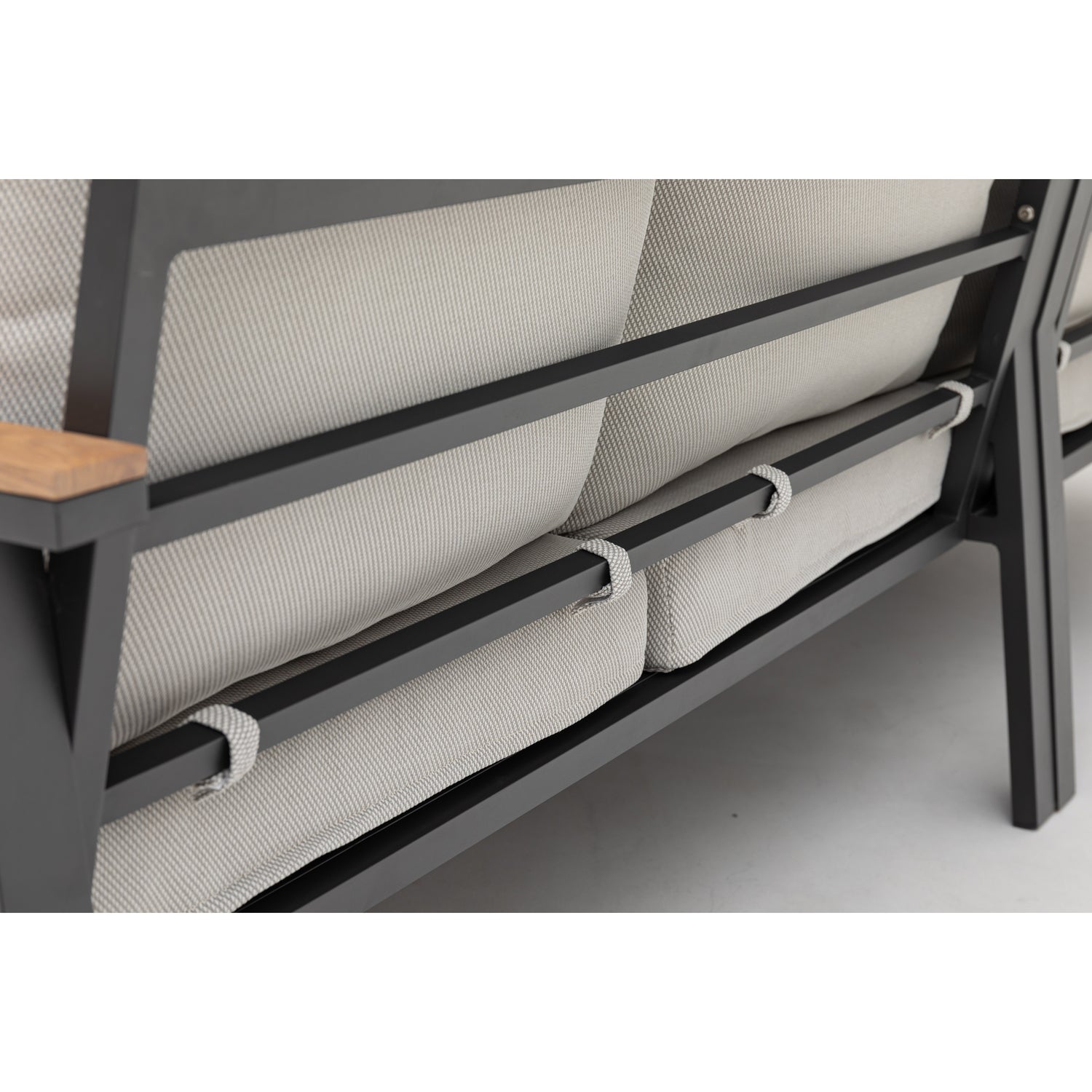 Luxus Pur: Dining Lounge Set Canora / Aluminium, Rope & Elemente in Holzoptik