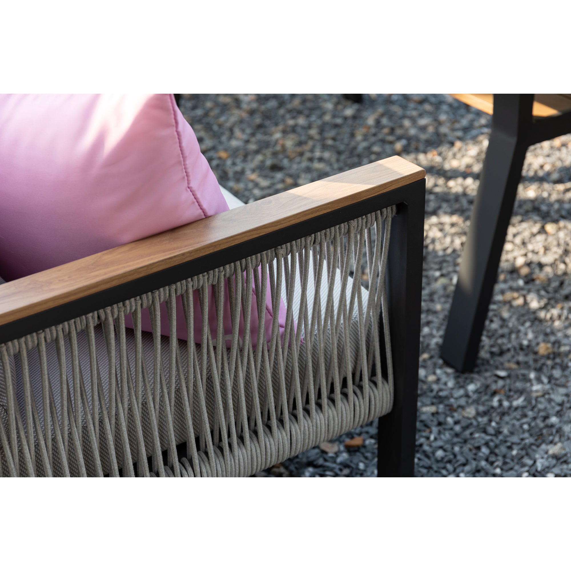 Luxus Pur: Dining Lounge Set Canora / Aluminium, Rope & Elemente in Holzoptik