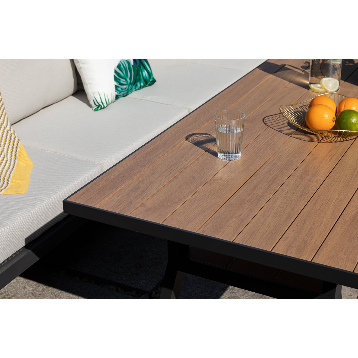 Luxus Pur: Dining Lounge Set Canora / Aluminium, Rope & Elemente in Holzoptik