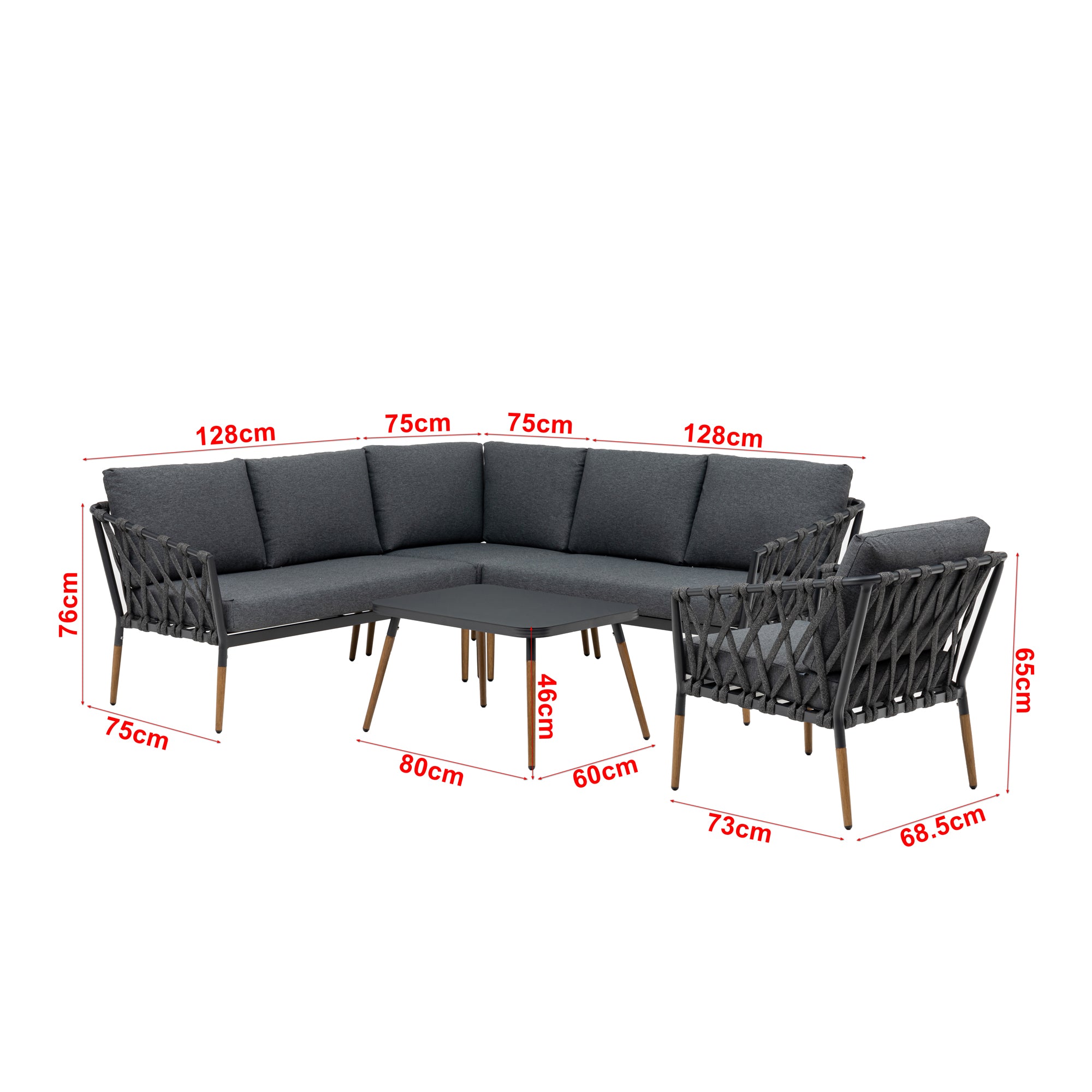 Design Lounge Set Amantea - Gemütlichkeit und Stil vereint in einer Lounge inkl. Sessel