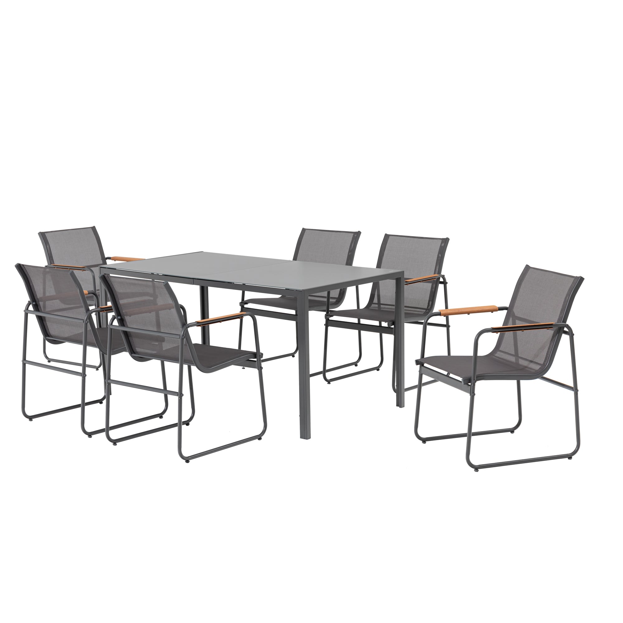 7 tlg. Gartenmöbel Set Trento bestehend aus 6x Sessel & 1x Tisch 150cm