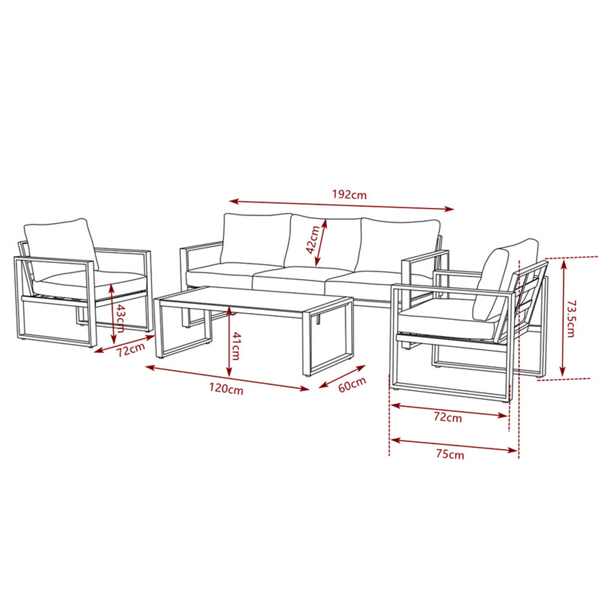 SUMMER SALE ☀️⛱️🏝️ Modernes Aluminium Lounge Set Luzern / Wetterfest