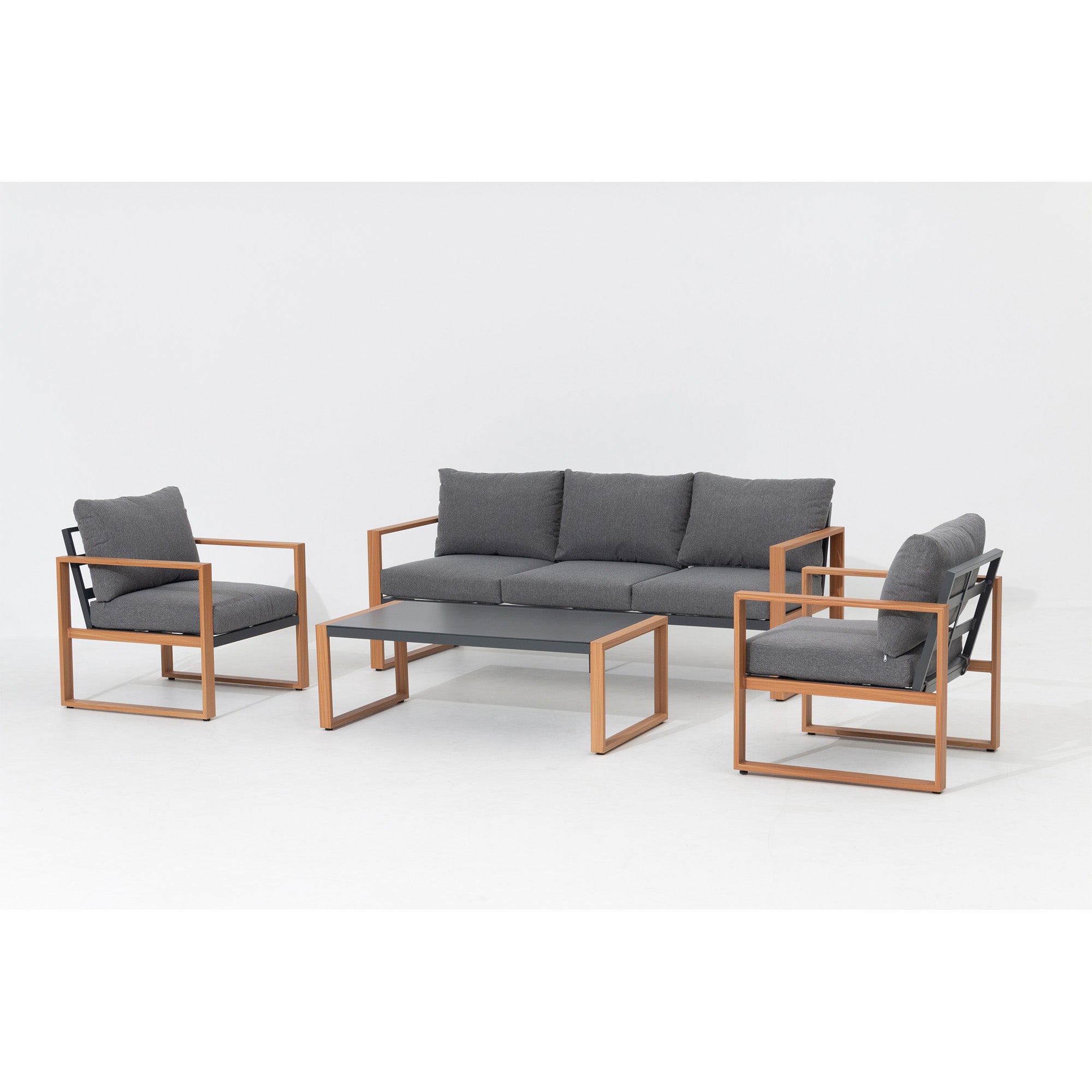 Moderne Aluminium Lounge Luzern in Holzoptik / Ideal zum Loungen