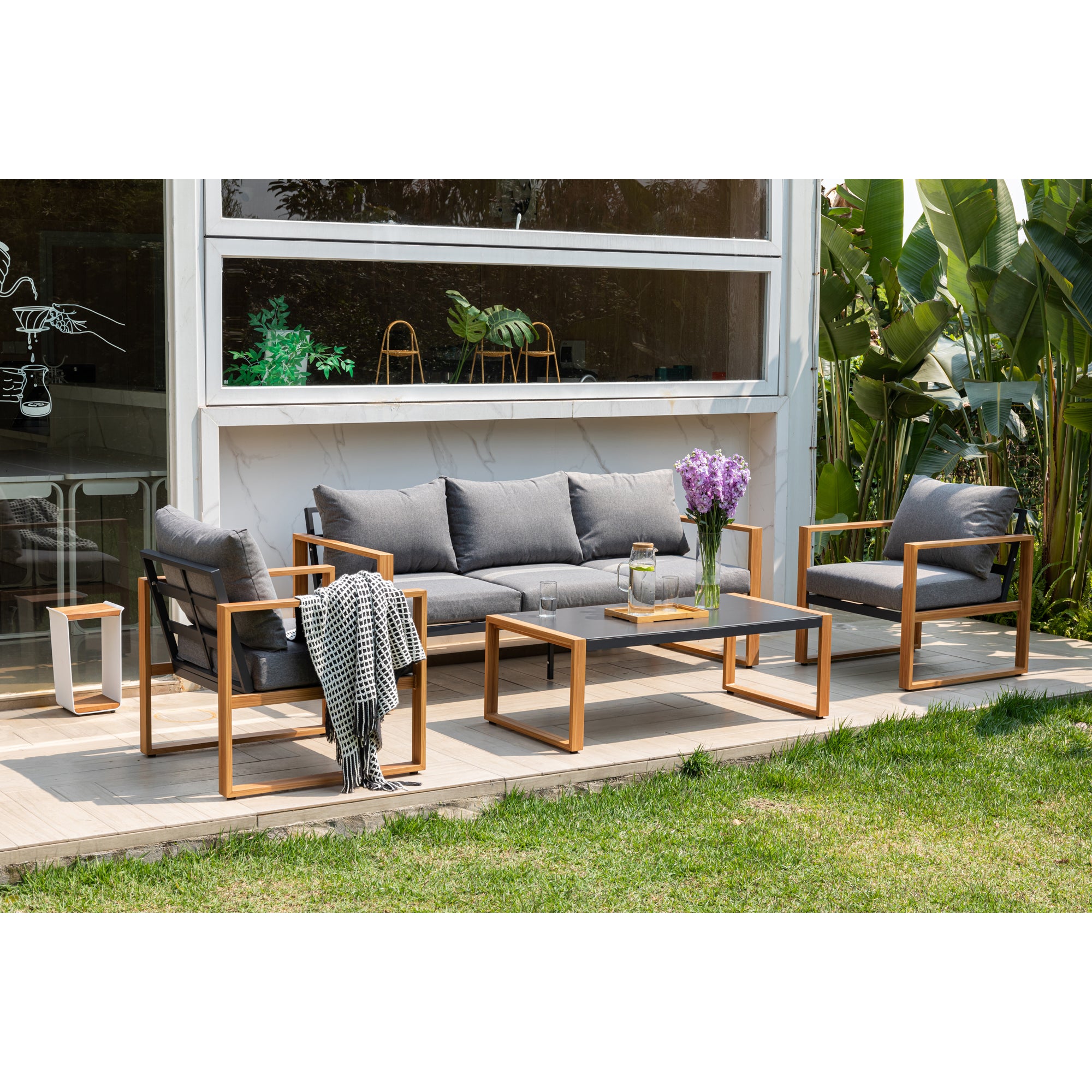 Moderne Aluminium Lounge Luzern in Holzoptik / Ideal zum Loungen