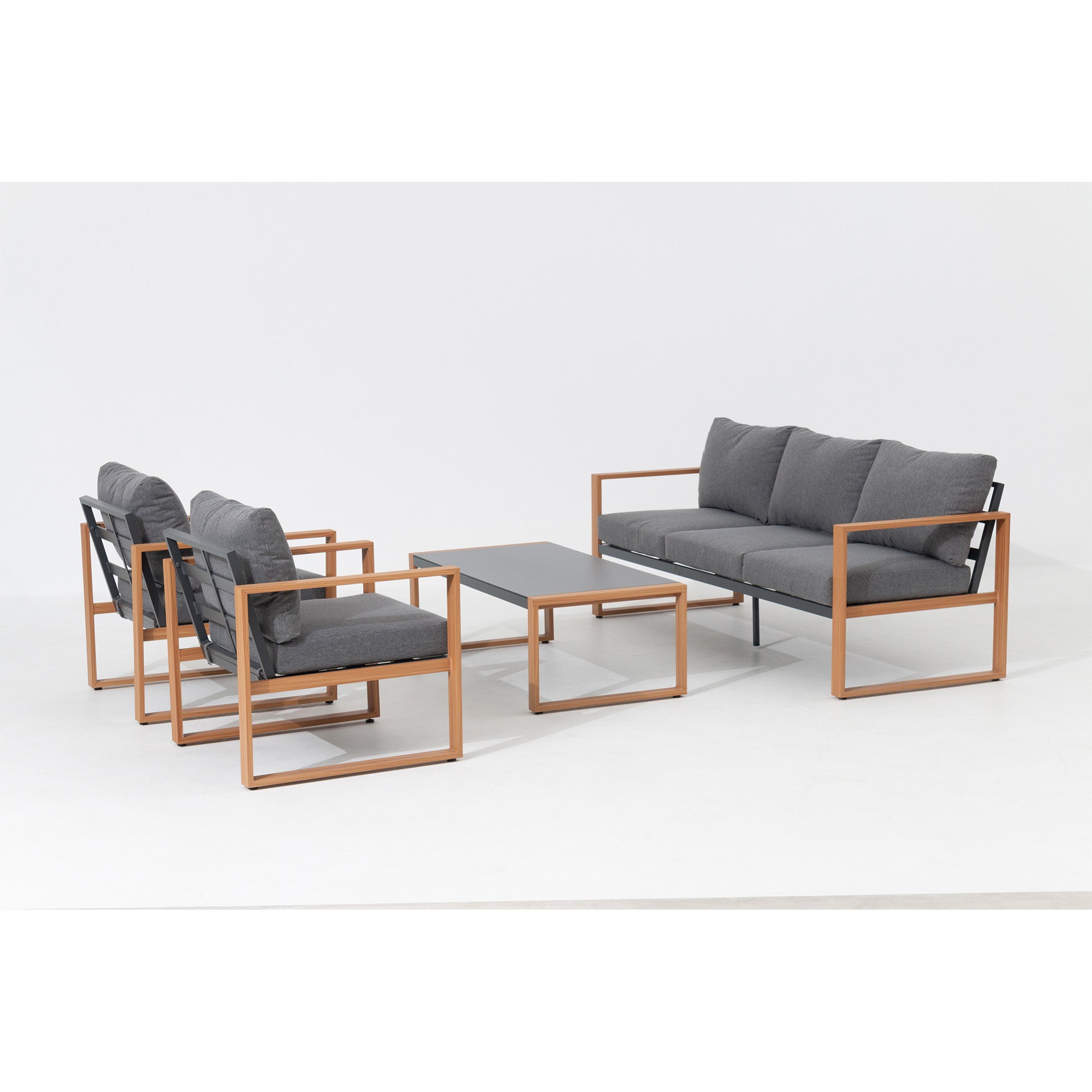 ***CHRISTMAS SPECIAL*** Moderne Aluminium Lounge Luzern in edler Teak-Holzoptik
