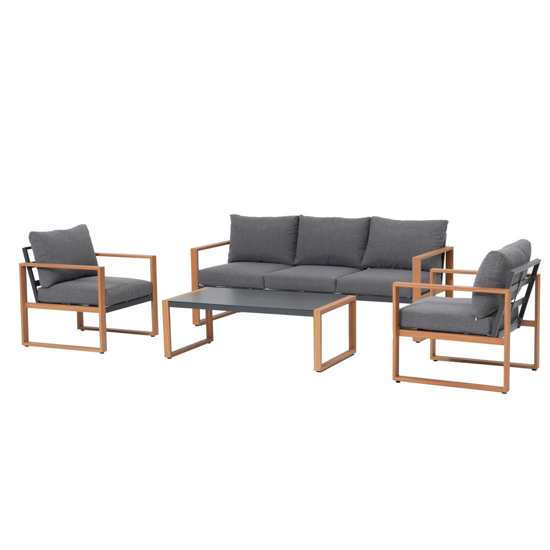 🌼FRÜHLINGS-ANGEBOT🌼 Moderne Aluminium Lounge Luzern in edler Teak-Holzoptik