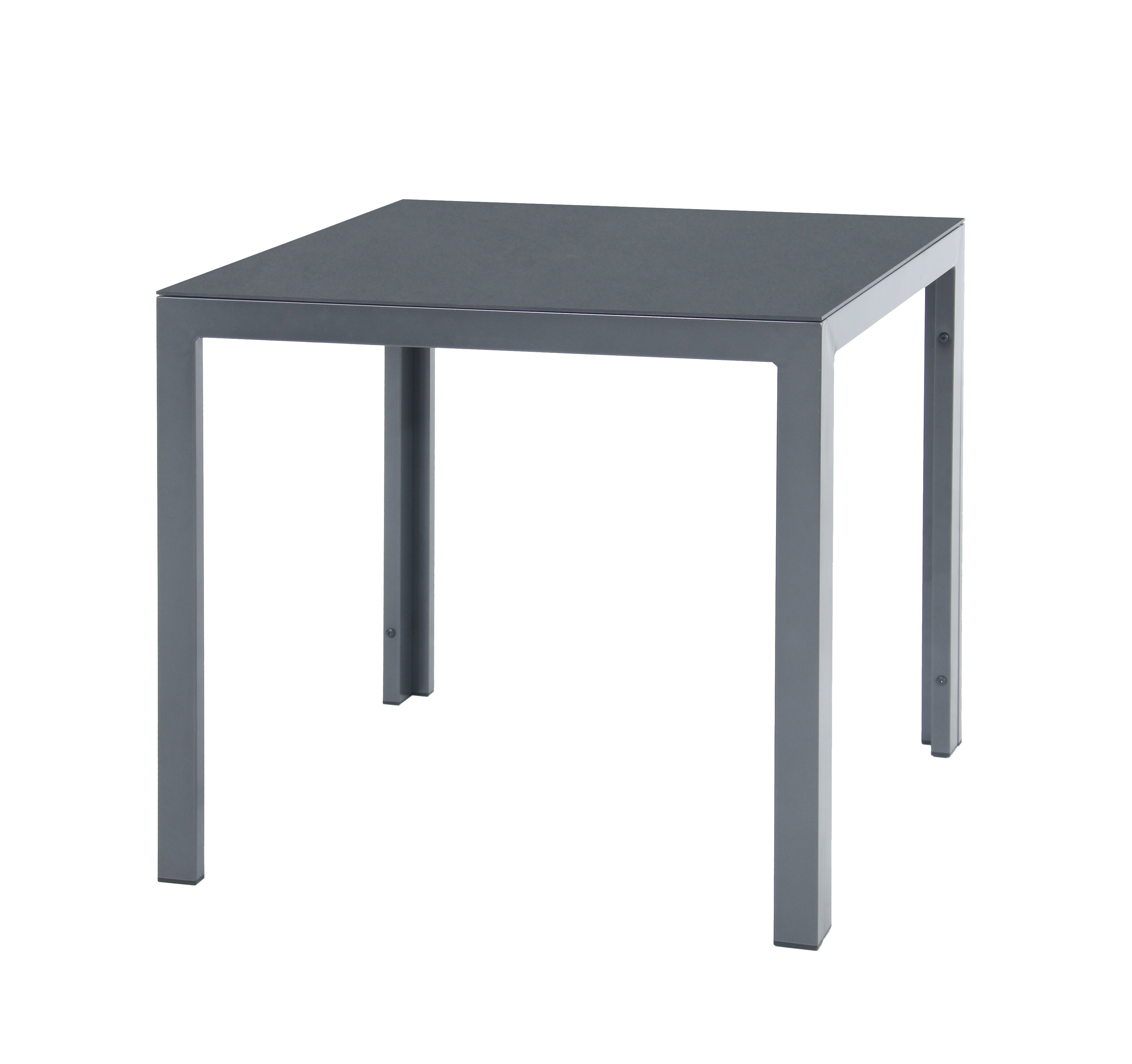 ☀️Summer Deal !☀️ Aluminium Dining Tisch Luna Nebula 80 x 80 x 74cm anthrazit / Dekorglas Tischplatte