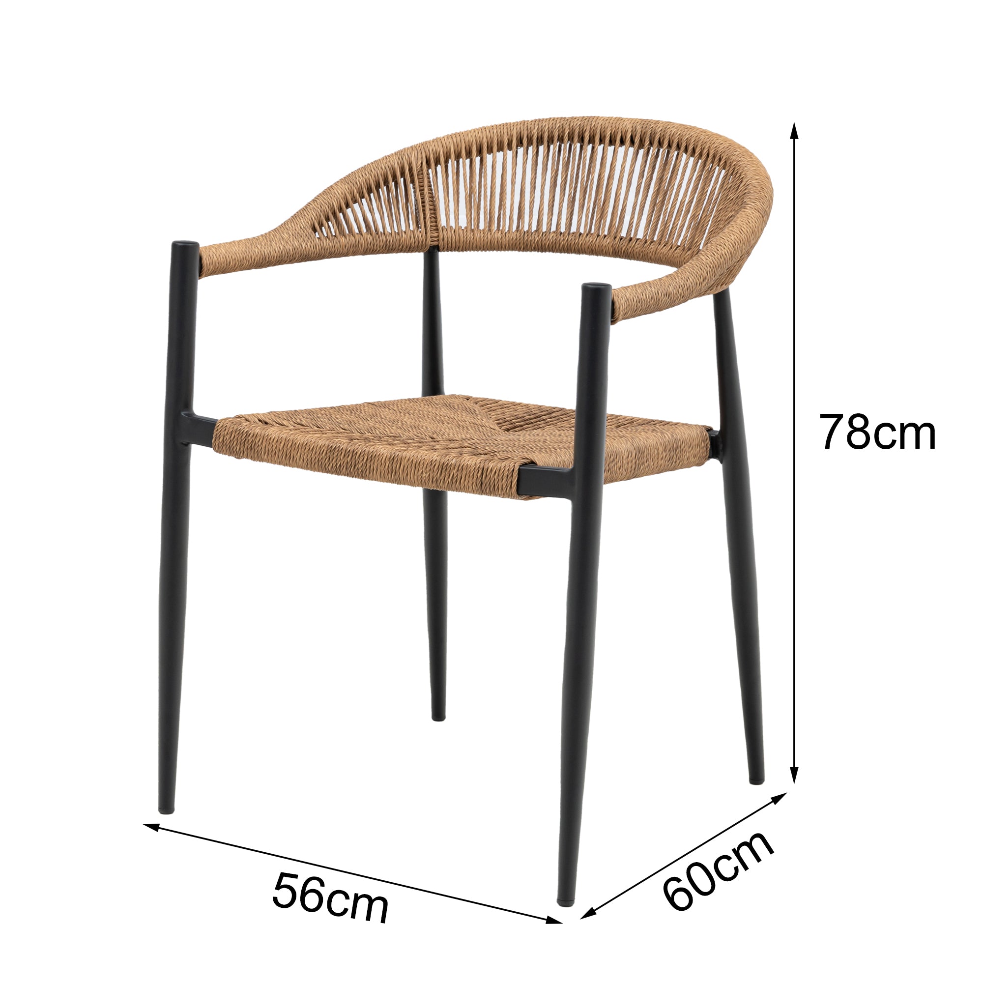 Aluminium / Polyrope Cord Dining Stapelsessel Luis natur