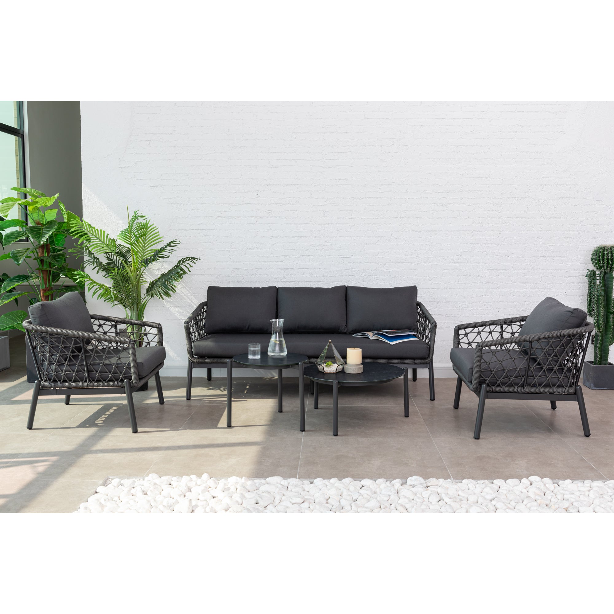 Premium Designer Lounge Set Haven / Eine Kombination aus Alu & Polyrope Cord