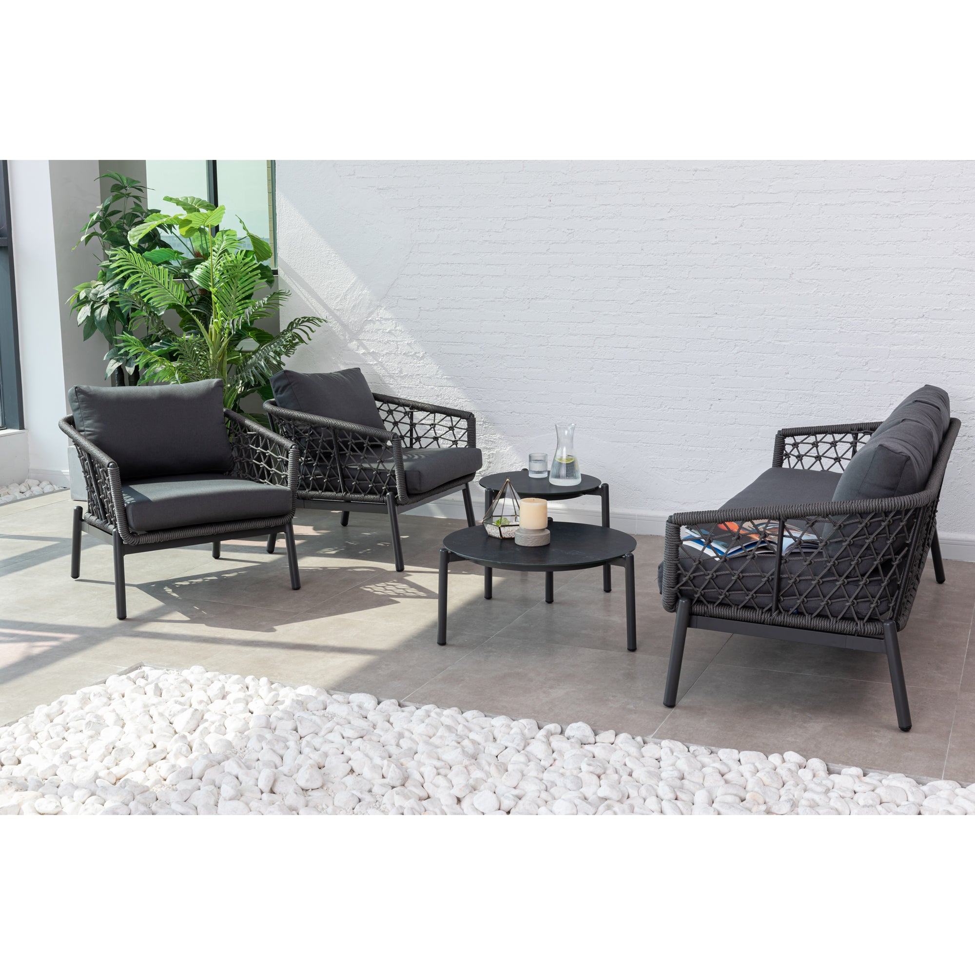 Premium Designer Lounge Set Haven / Eine Kombination aus Alu & Polyrope Cord