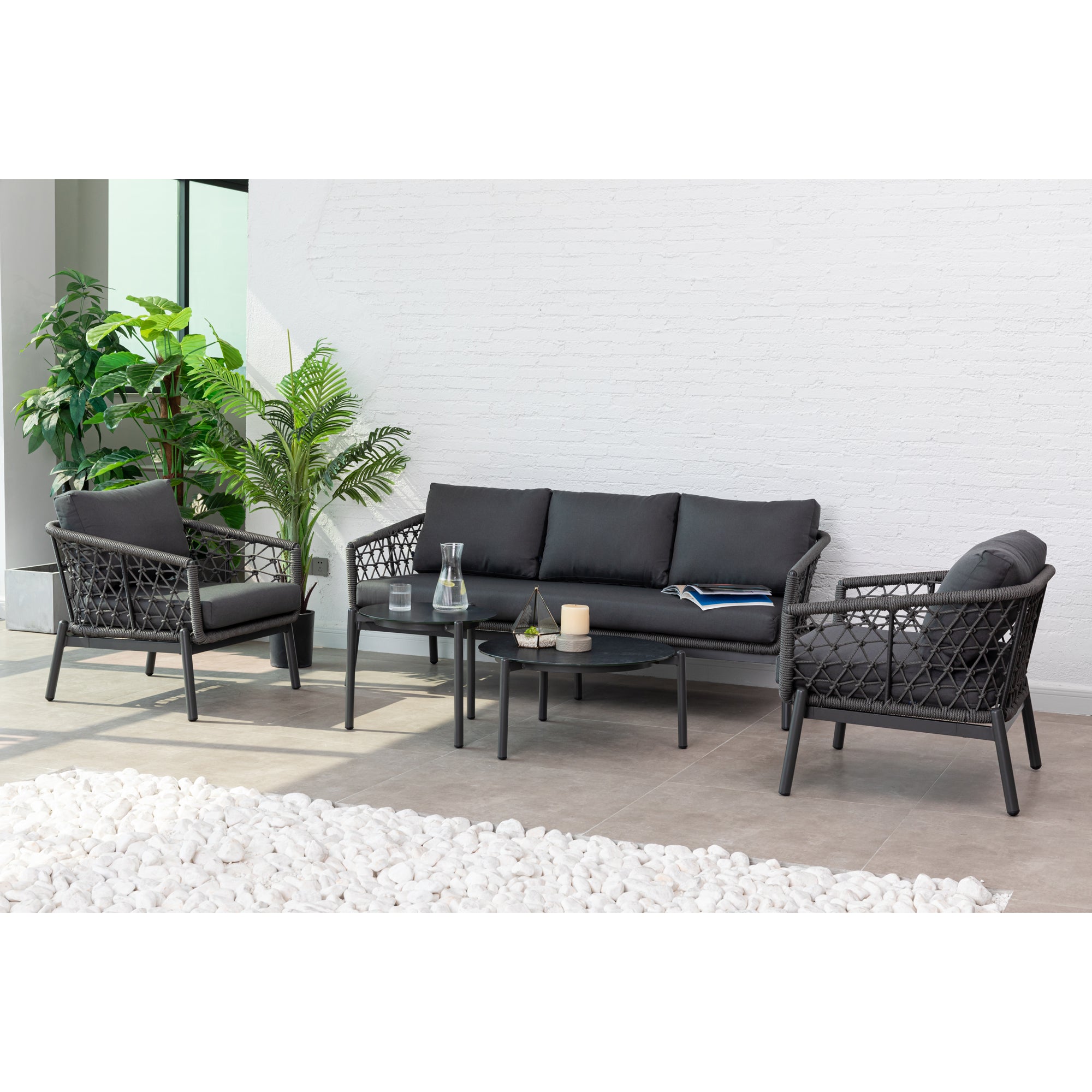 Premium Designer Lounge Set Haven / Eine Kombination aus Alu & Polyrope Cord