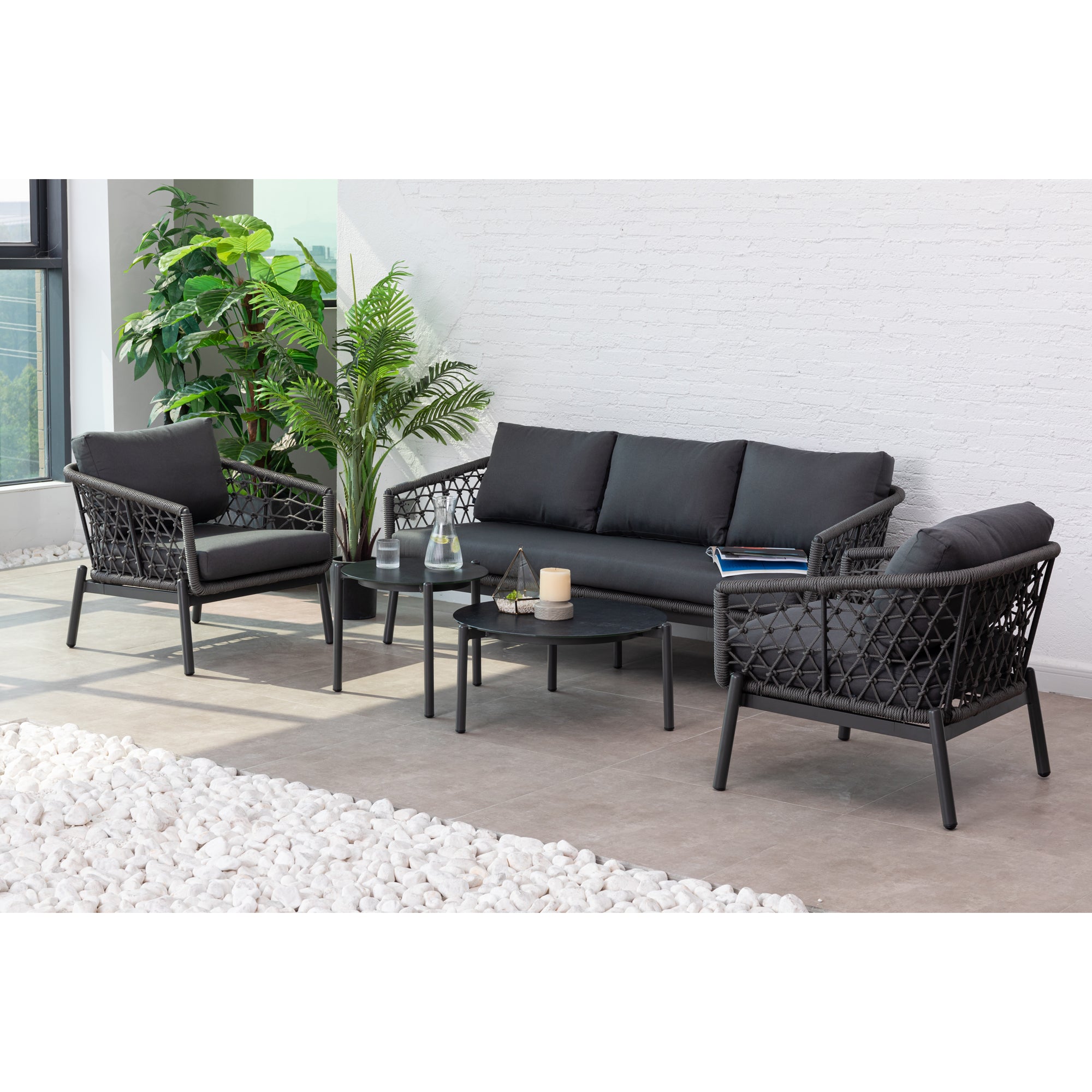 Premium Designer Lounge Set Haven / Eine Kombination aus Alu & Polyrope Cord