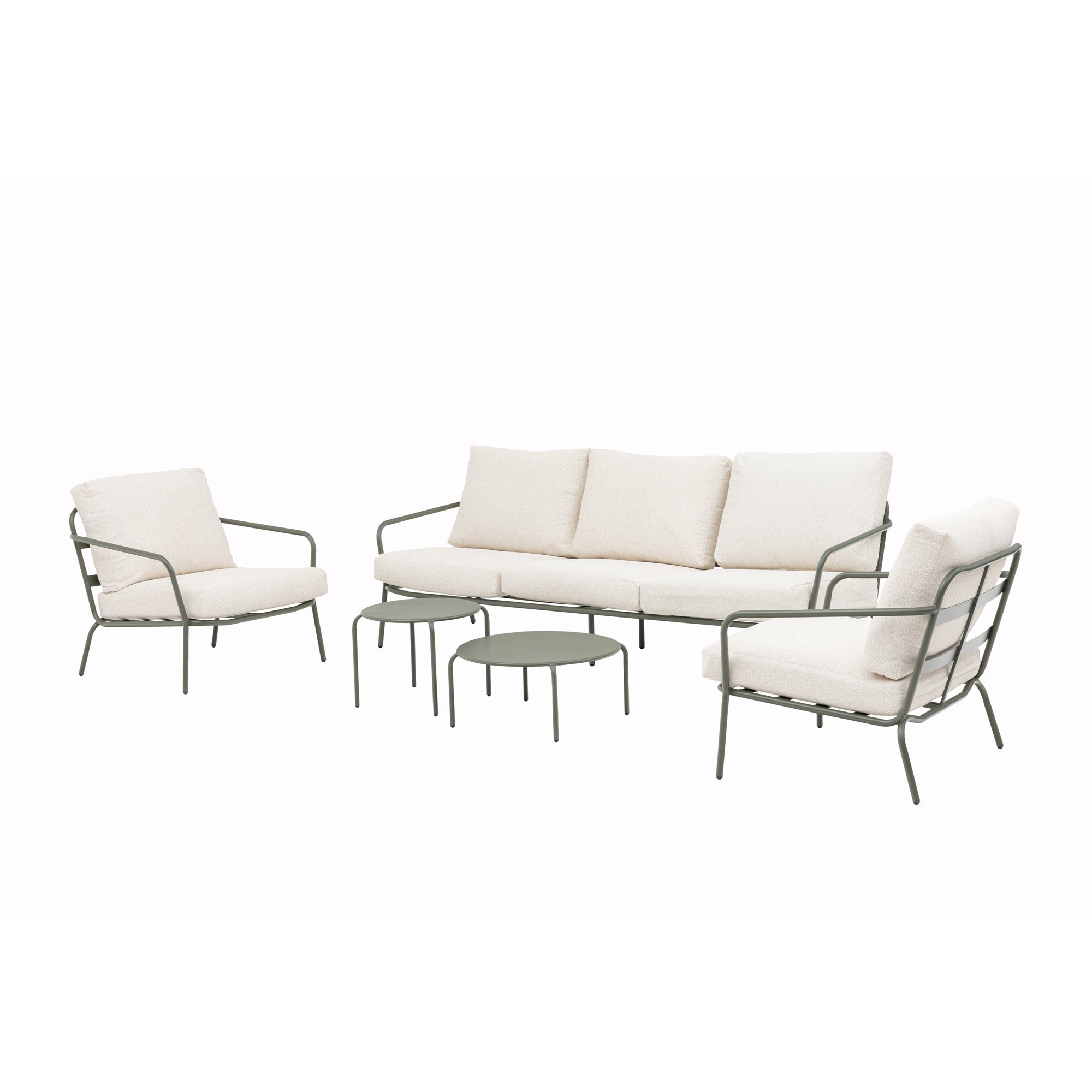 AUSFLUG AN DIE RIVIERA Lounge Set Madeira / Trend Farbe Oliv - Grün mit schönen Bouclé Polstern