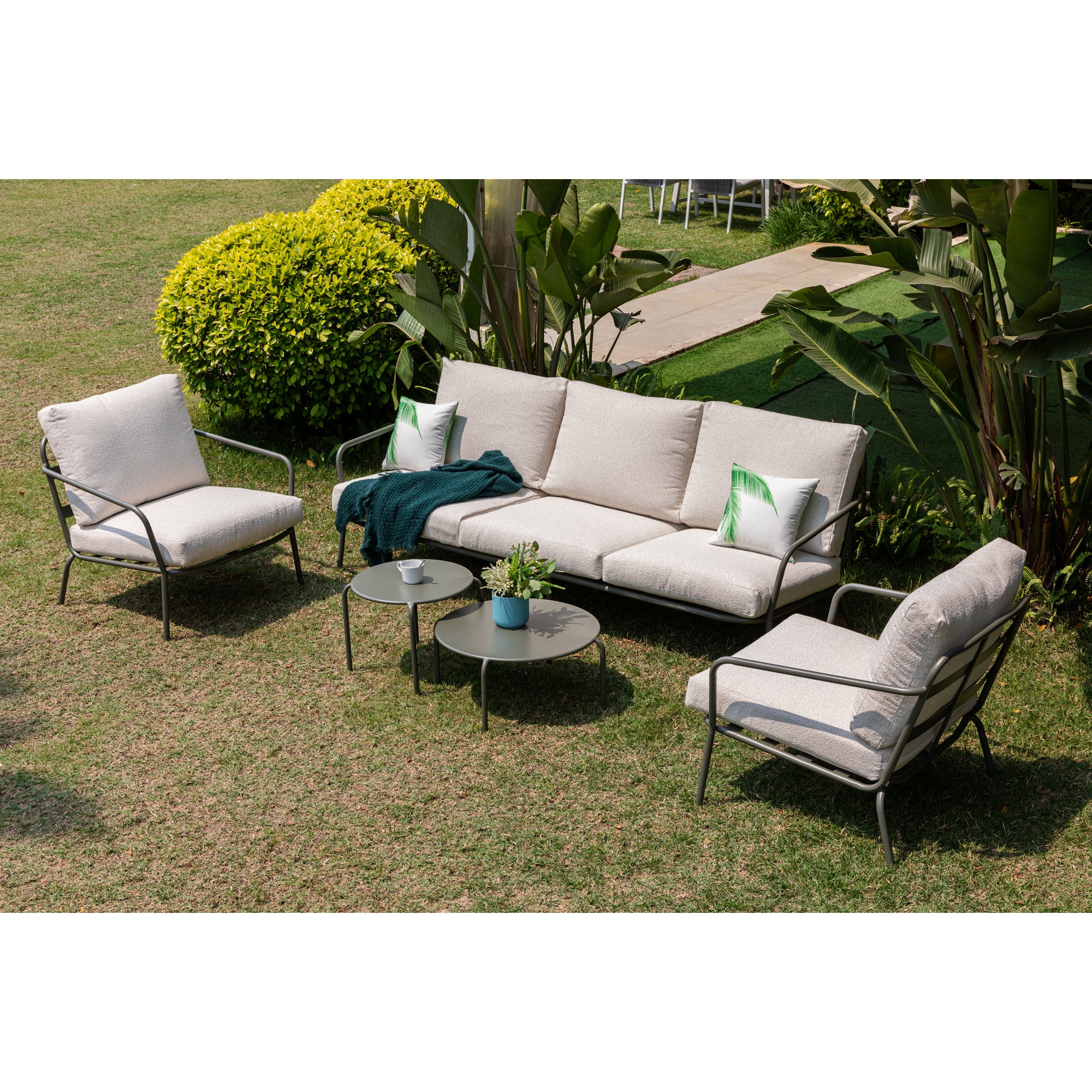 AUSFLUG AN DIE RIVIERA Lounge Set Madeira / Trend Farbe Oliv - Grün mit schönen Bouclé Polstern