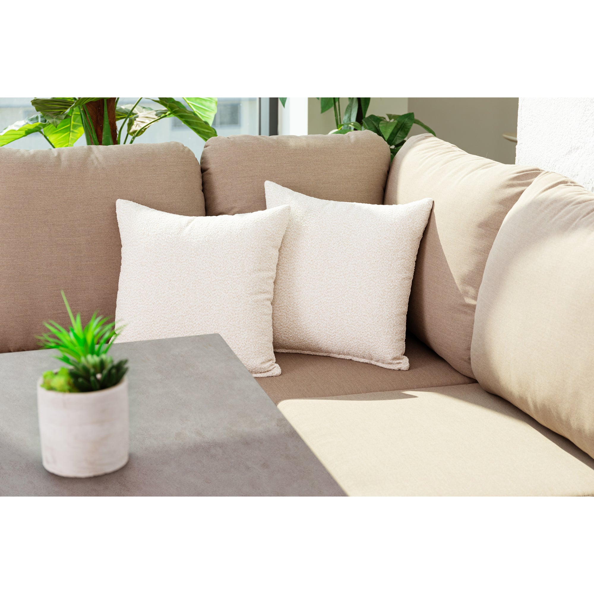 Outdoor Dining Lounge Set Dune 100% wetterfest LIKA-TEX® Bezug in Sand / de luxe Liegefunktion