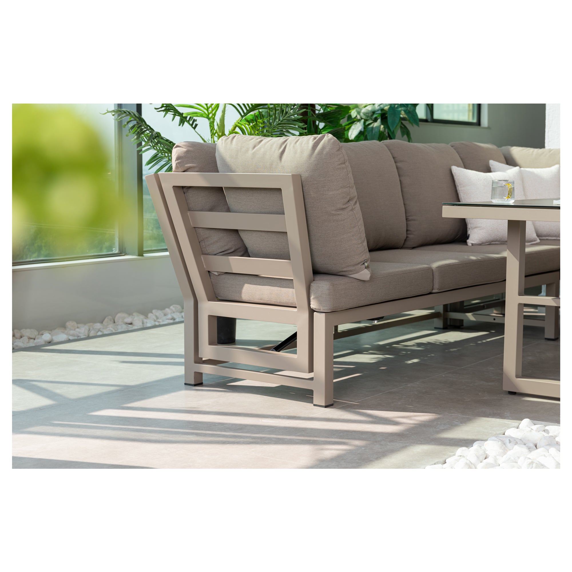 Outdoor Dining Lounge Set Dune 100% wetterfest LIKA-TEX® Bezug in Sand / de luxe Liegefunktion